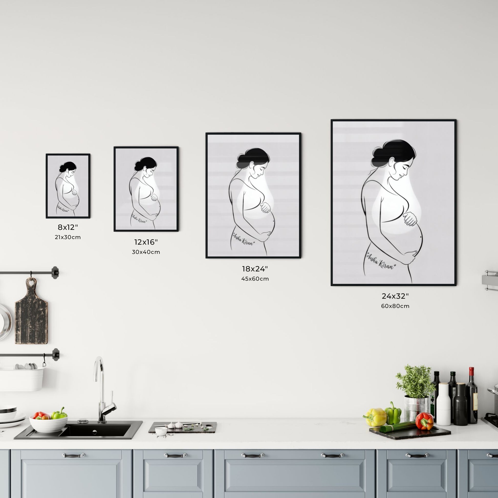 Elegant Expectation: Artistic Representation of a Pregnant Woman Embracing Motherhood with Grace and Serenity. Chart