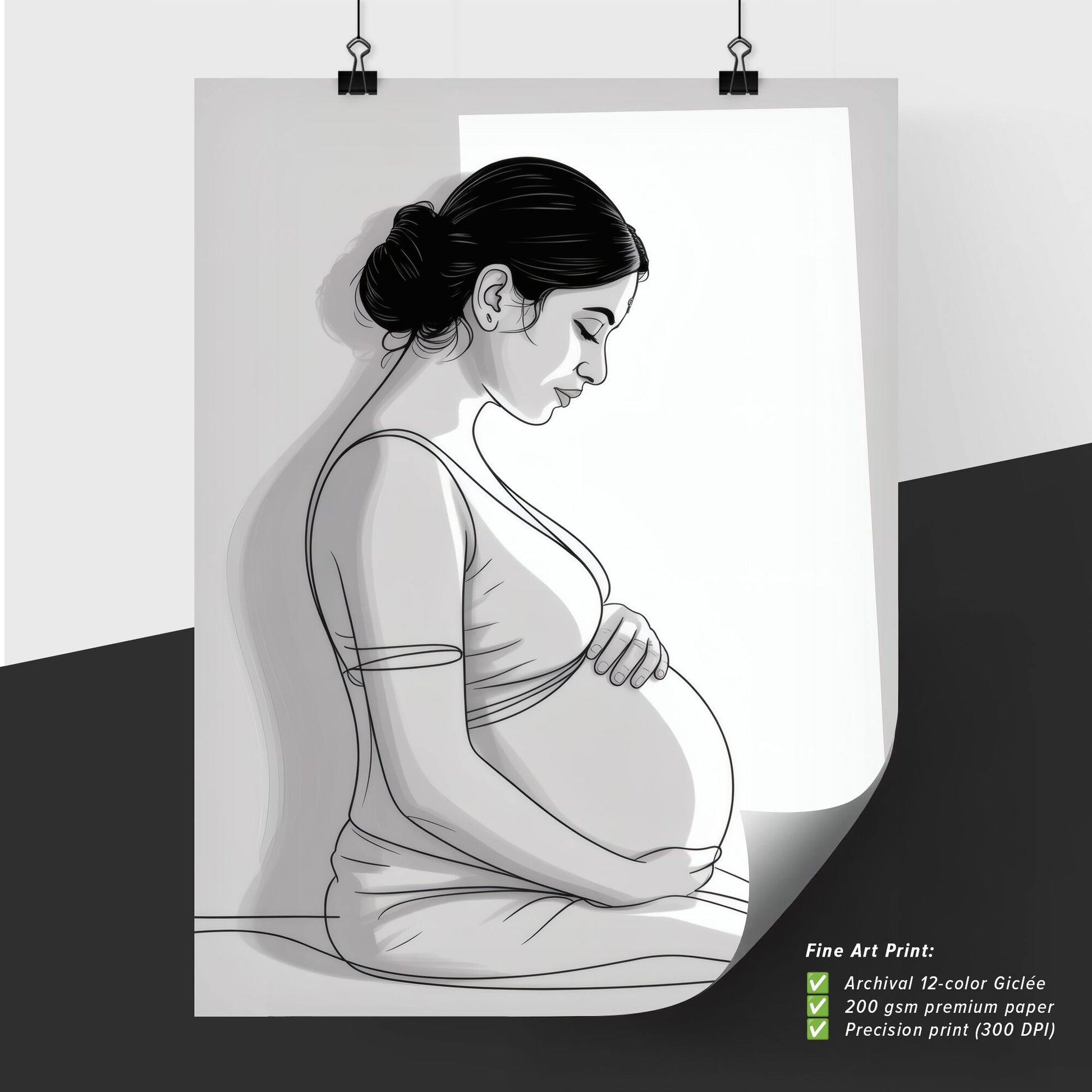 Elegant Expecting Mother Embracing Her Baby Bump in Soft Natural Light