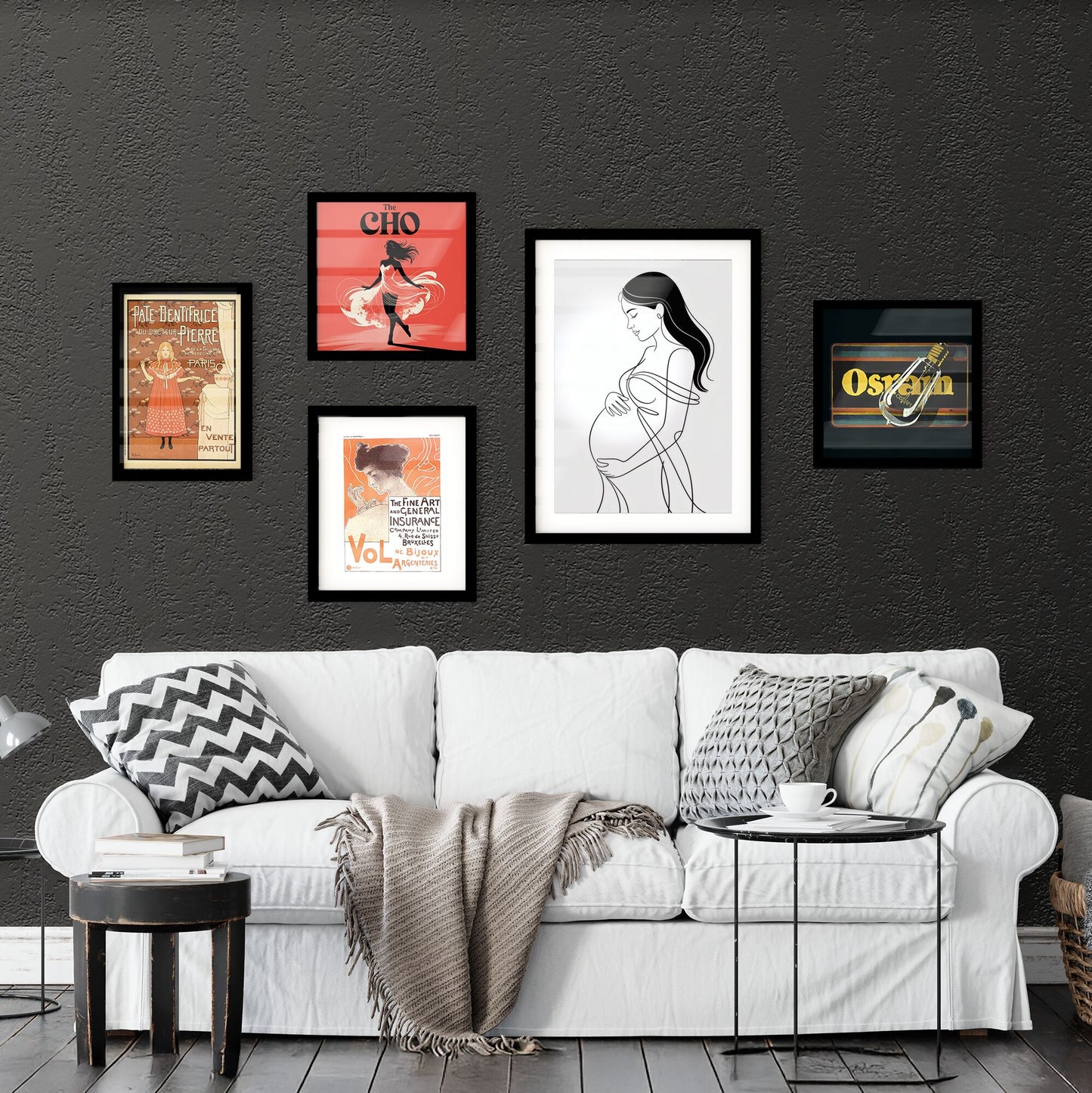 Elegant Line Art of a Pregnant Woman Embracing Her Baby Bump in a Minimalist Style. Collection