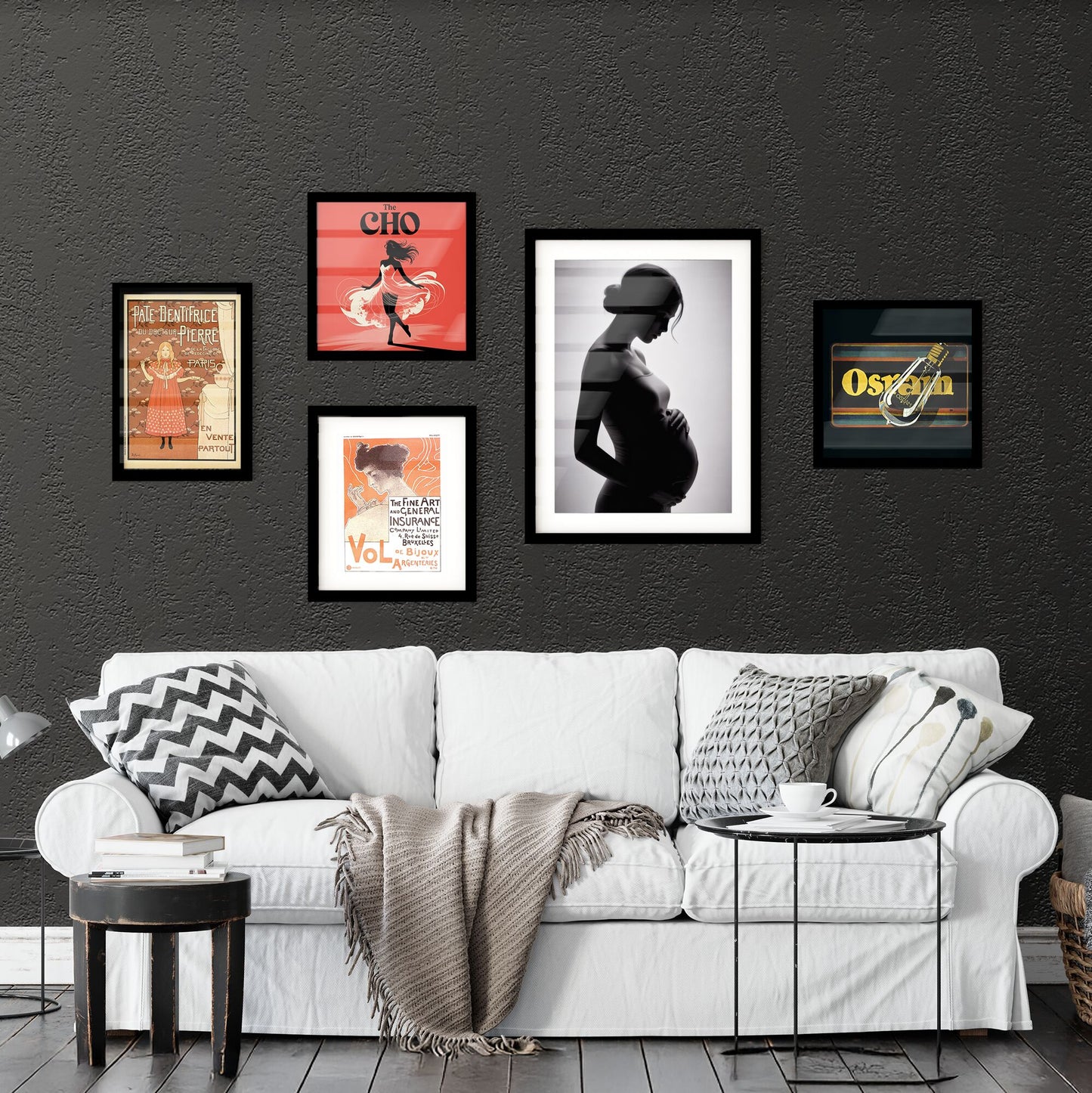 Elegant Silhouette of Pregnant Woman Embracing Baby Bump Against Soft, Ethereal Background Collection