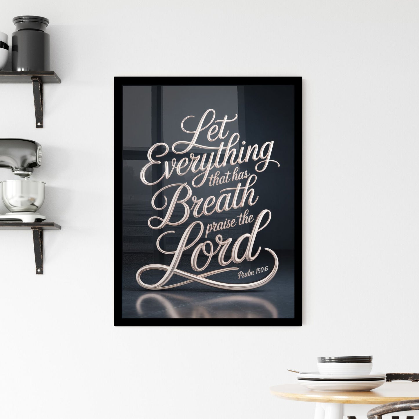 Elegant Typography Design Featuring Inspirational Bible Verse for Faith and Worship Themes. Framed Print