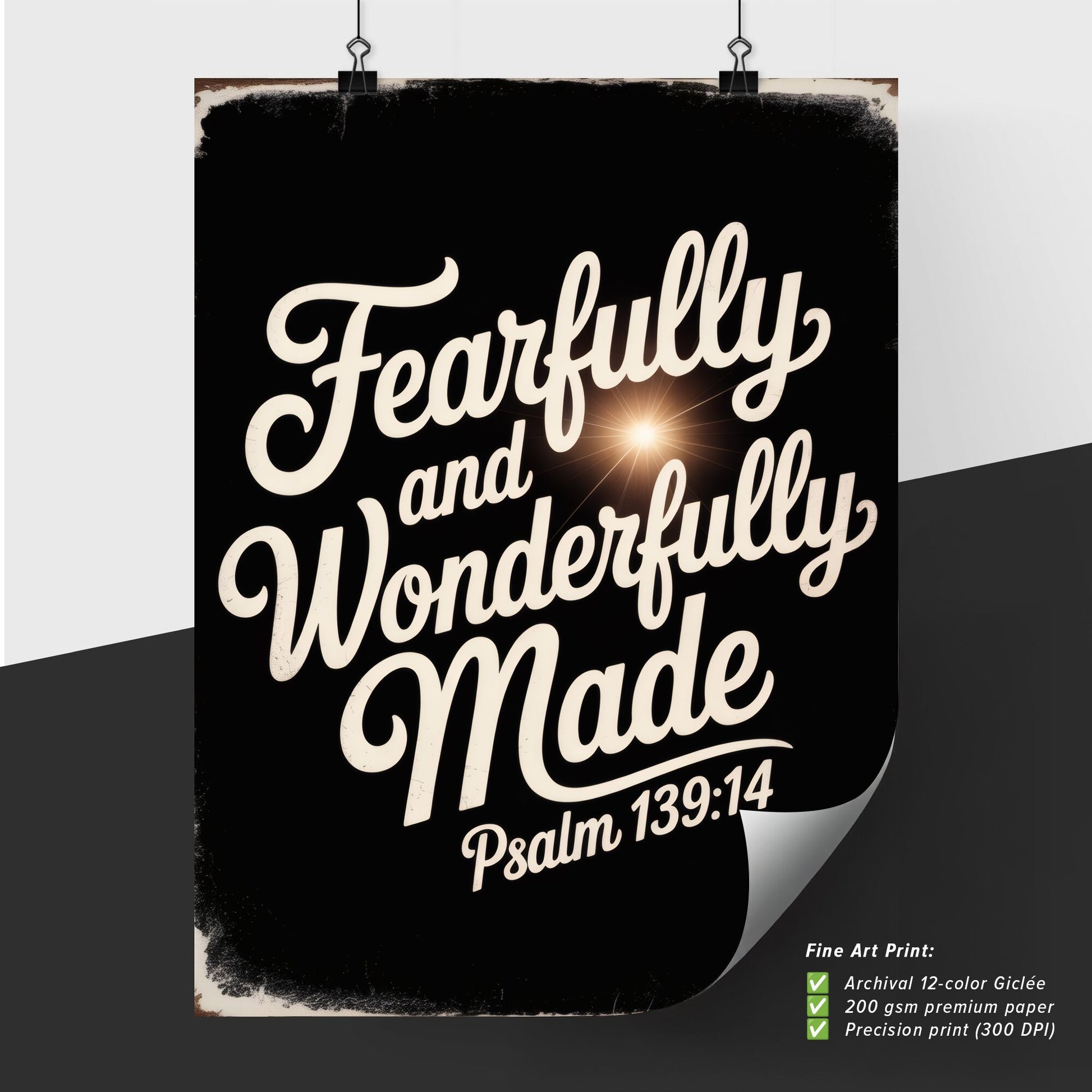Elegant Typography Design featuring Inspirational Quote from Psalm 139:14, Celebrating Unique Creation and Self-Worth.