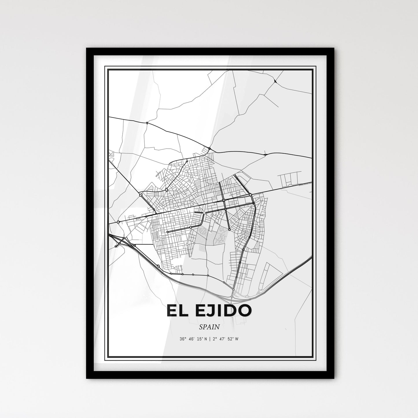 El Ejido Spain - Scandinavian Style City Map for Modern Home Decor