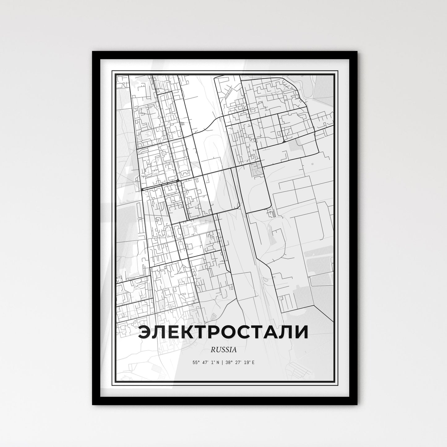 Elektrostal Russia - Scandinavian Style City Map for Modern Home Decor