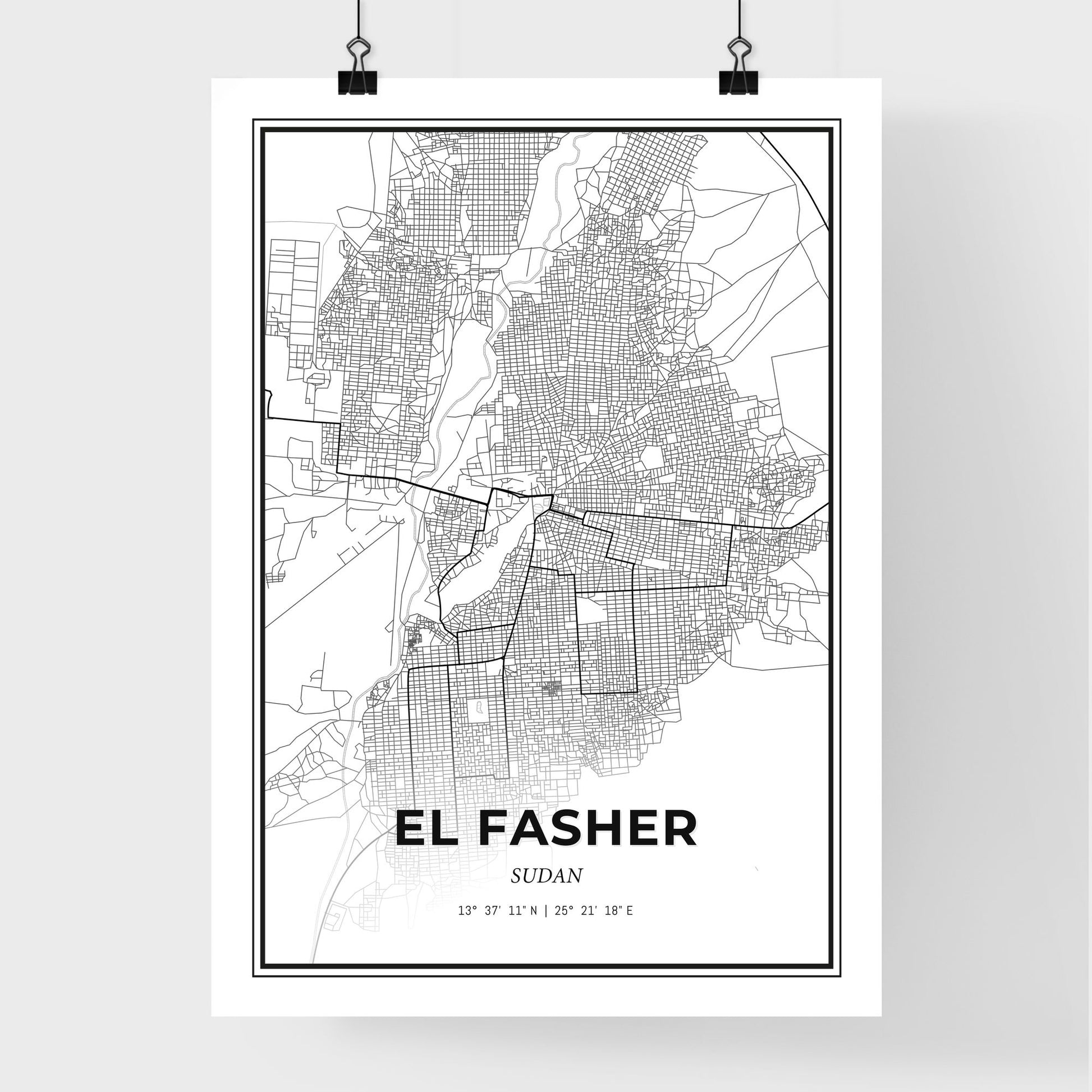 El Fasher Sudan - Premium City Map Poster