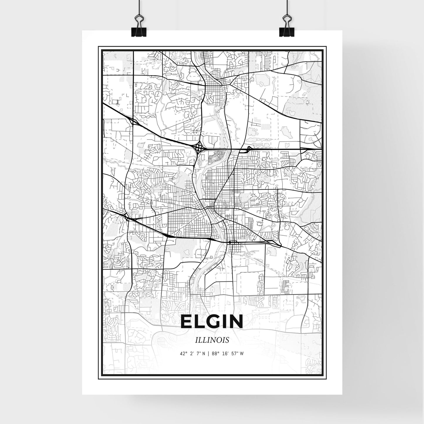 Elgin Illinois - Premium City Map Poster