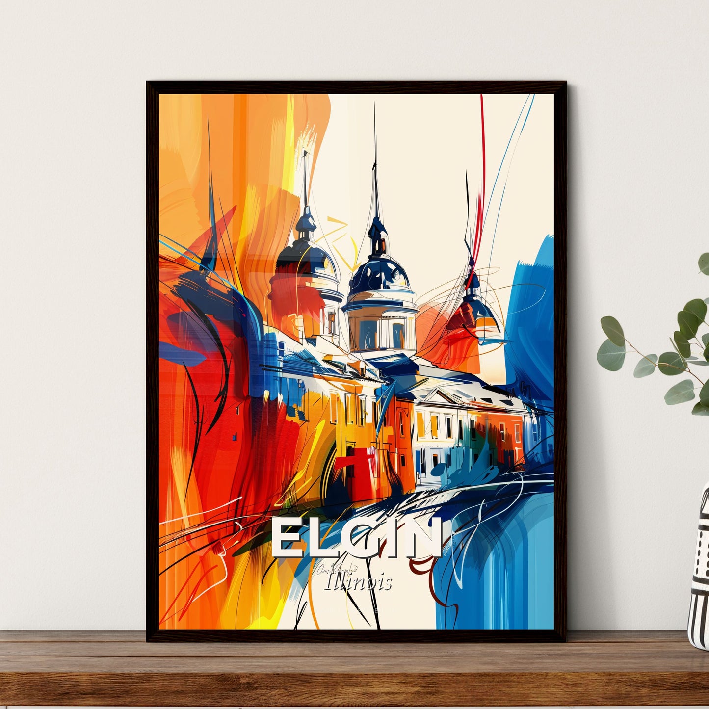 Vibrant Elgin, Illinois - A Colorful Painting Of A Building