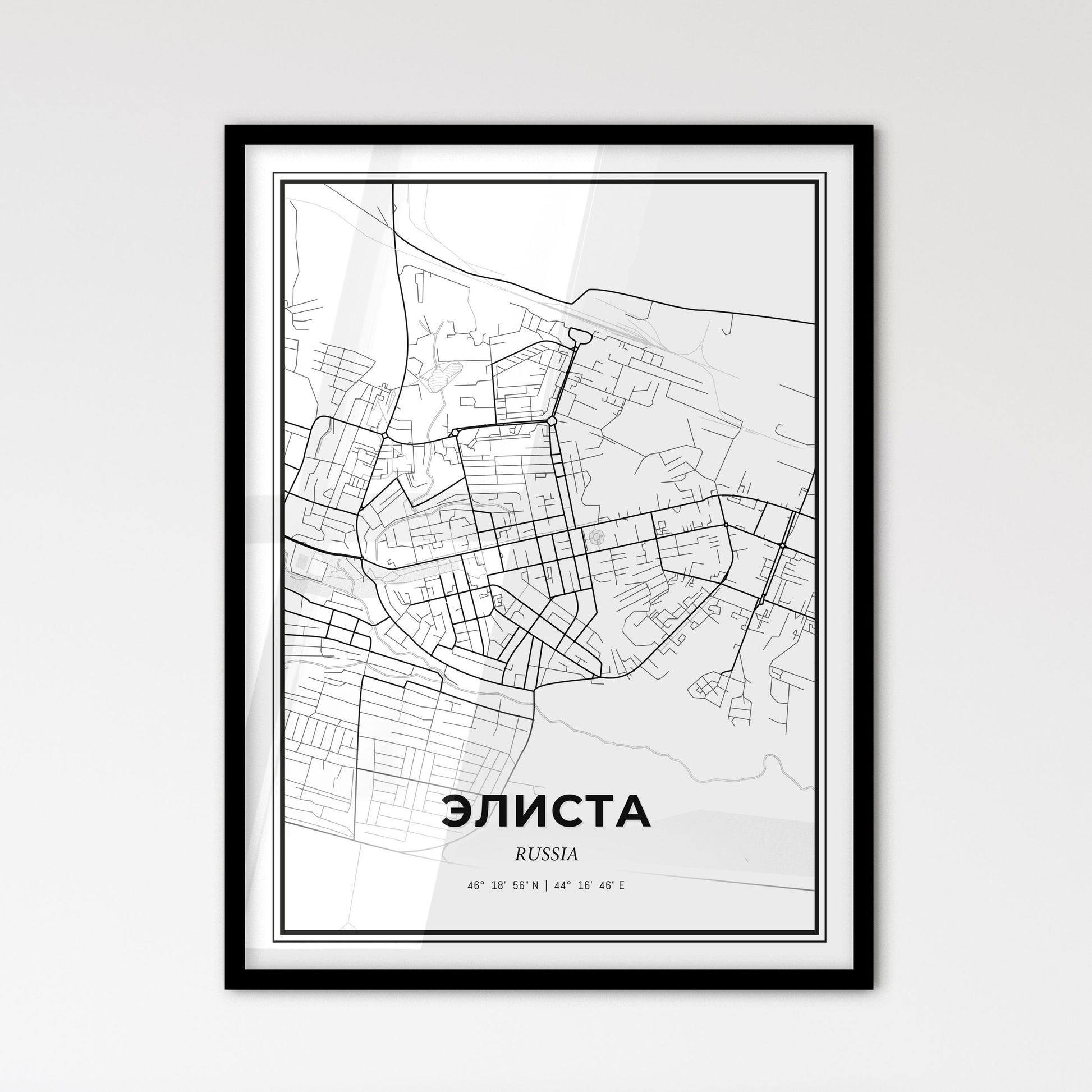 Elista Russia - Scandinavian Style City Map for Modern Home Decor