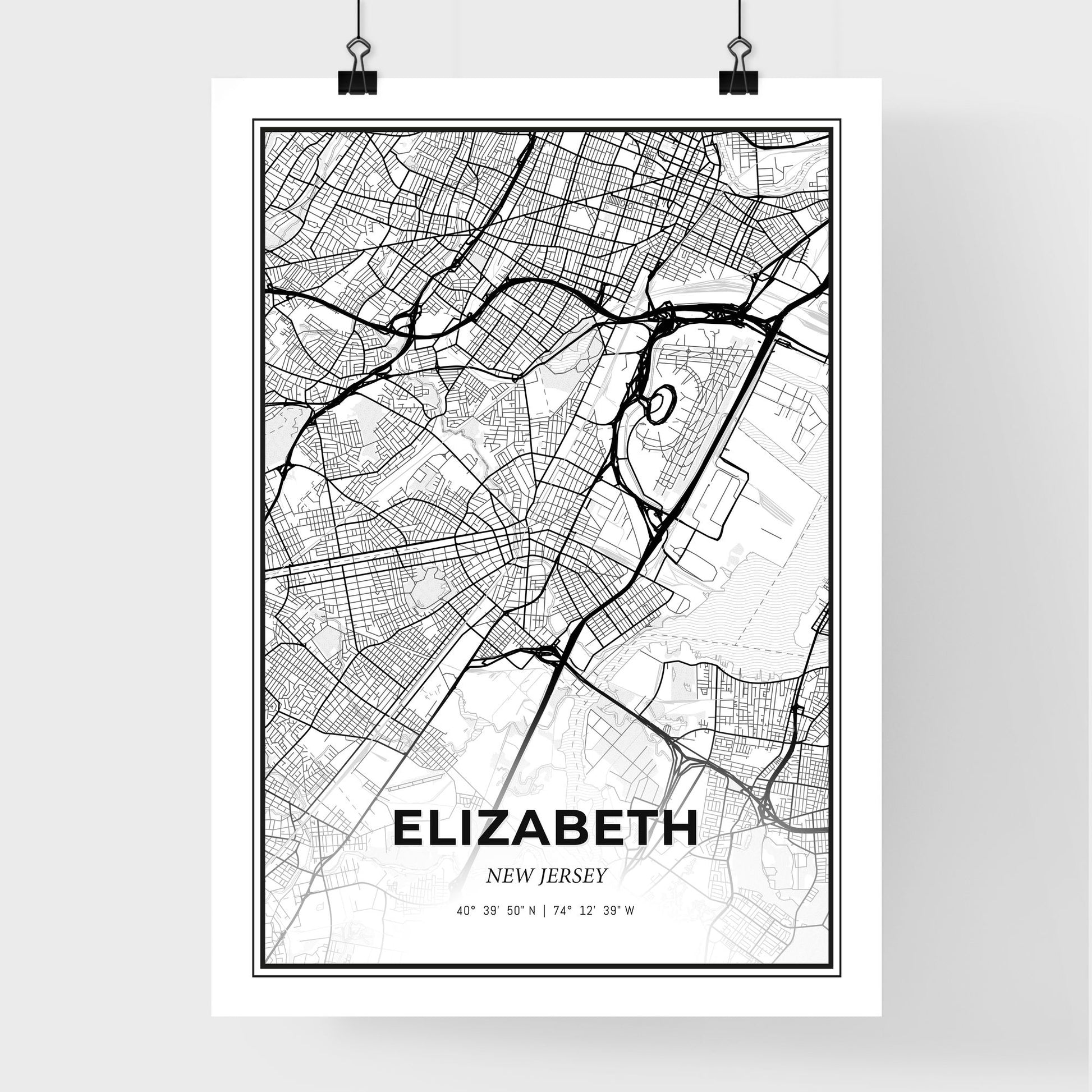 Elizabeth New Jersey - Premium City Map Poster