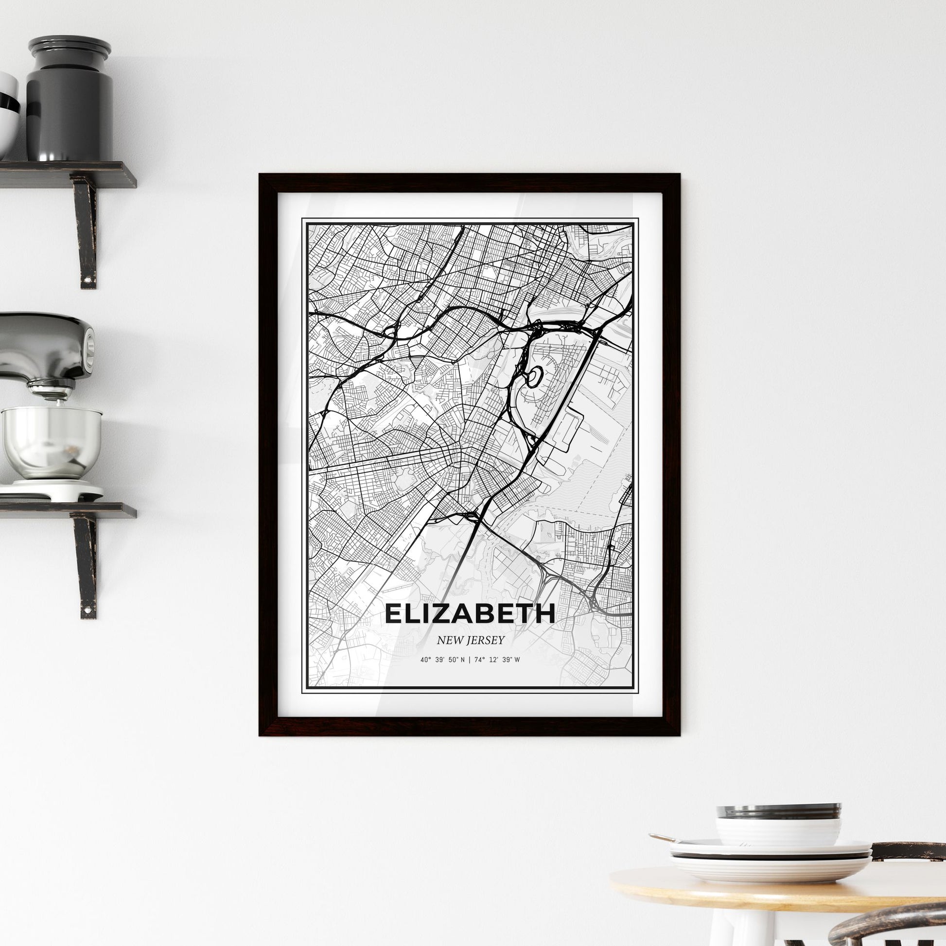 Elizabeth New Jersey - Minimal City Map