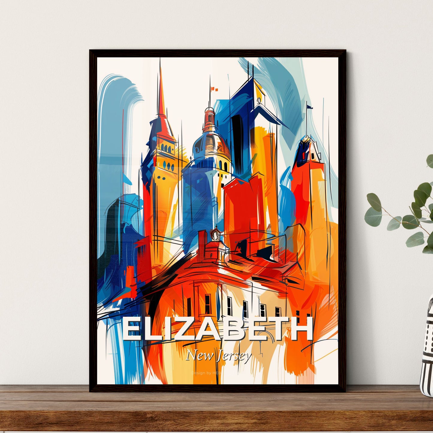 Vibrant Elizabeth, New Jersey - A Colorful Cityscape With Towers And Towers