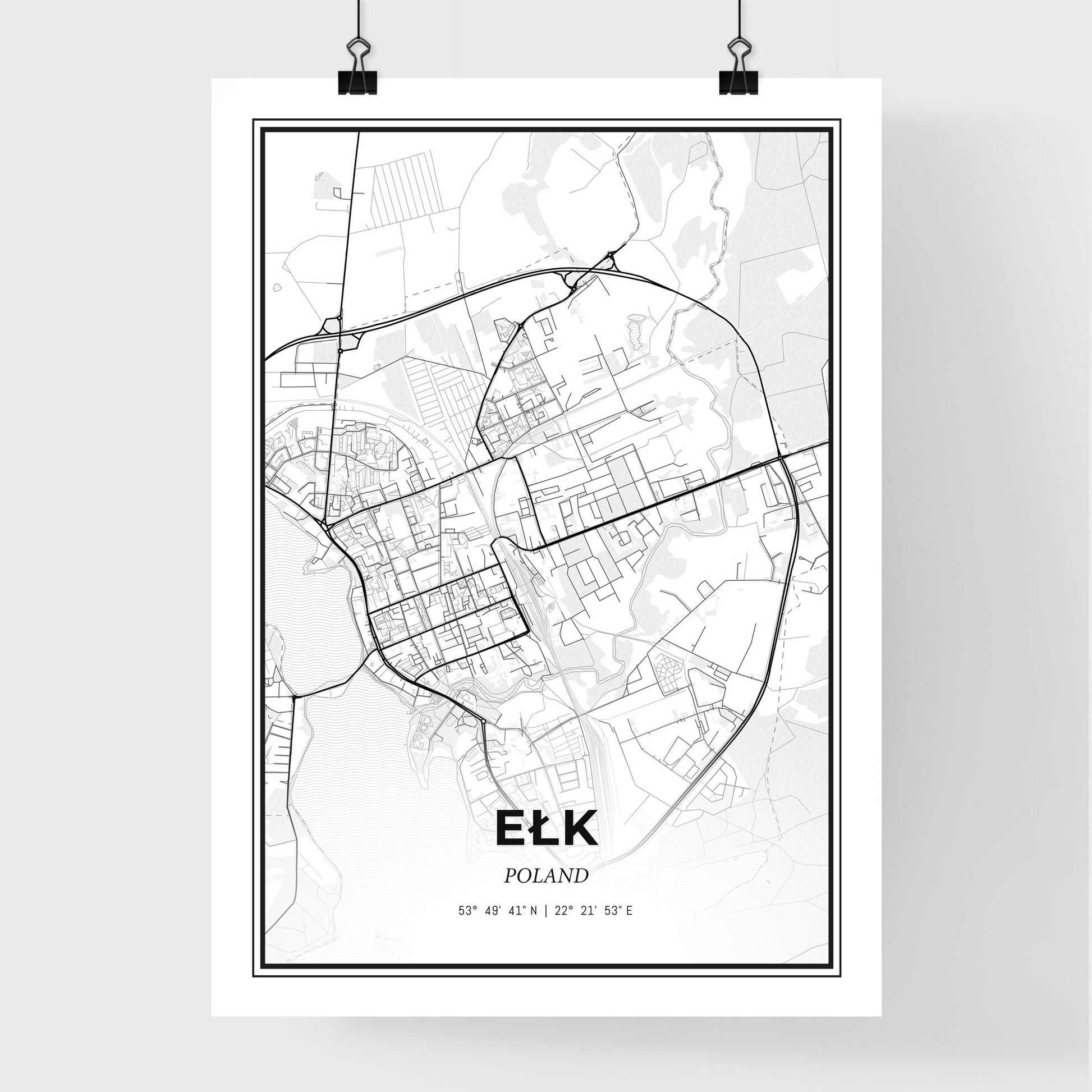 Ełk Poland - Premium City Map Poster