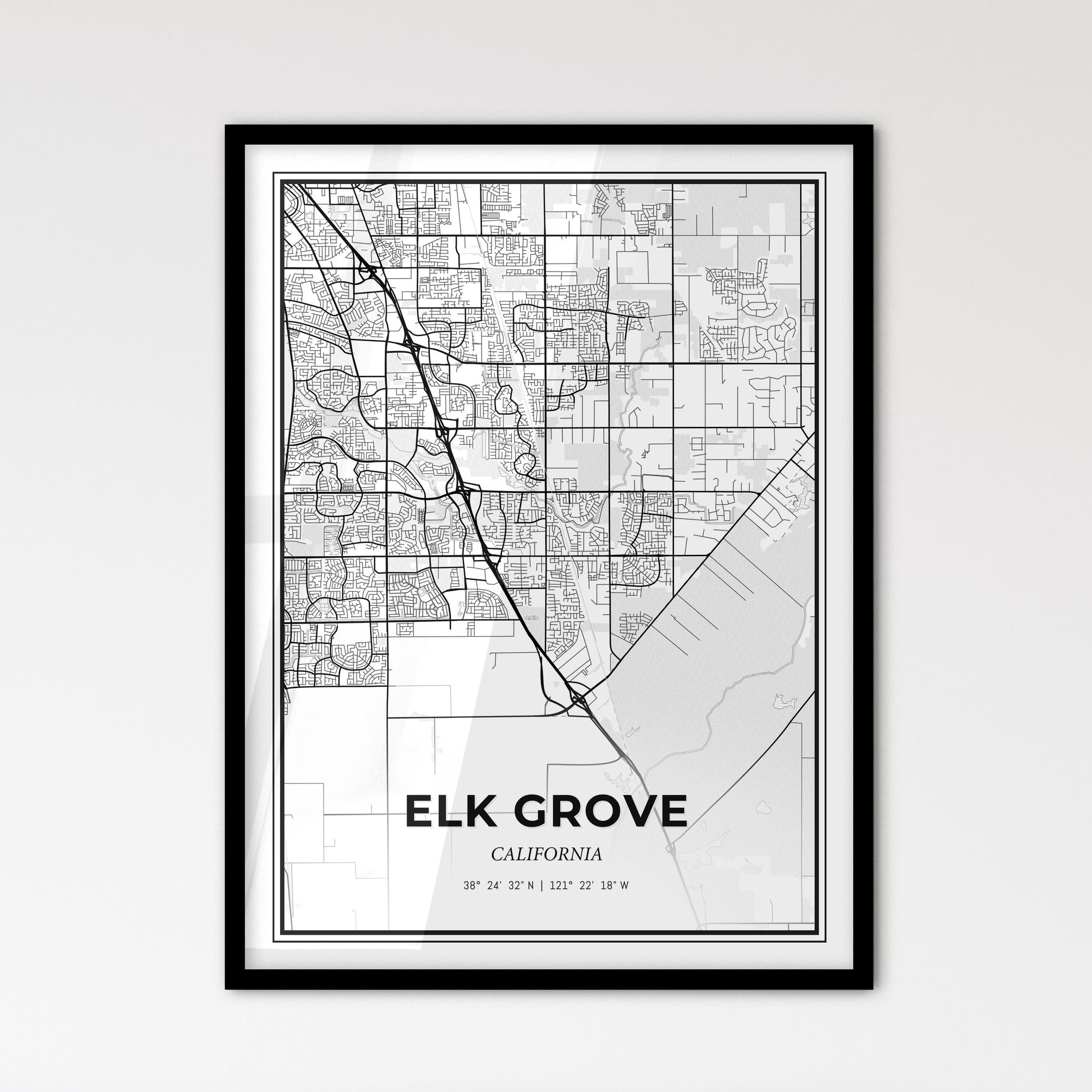 Elk Grove California - Scandinavian Style City Map for Modern Home Decor