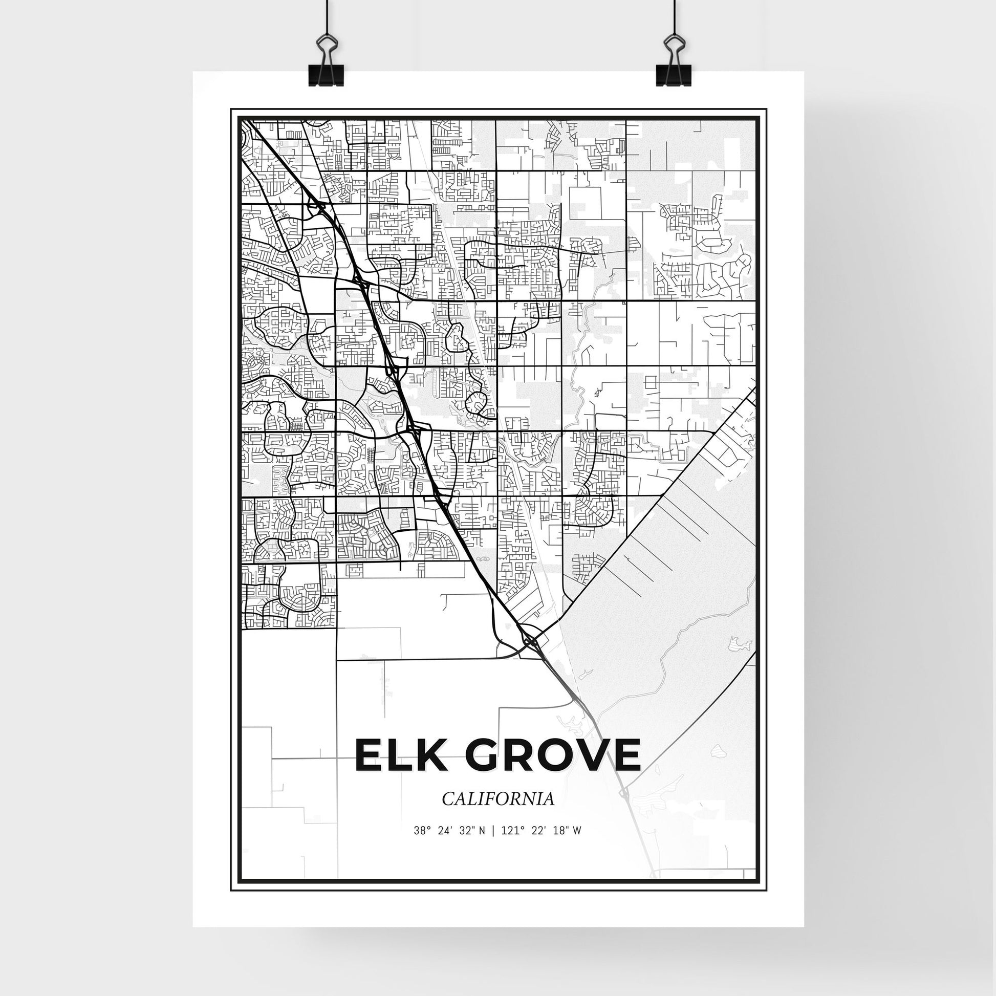 Elk Grove California - Premium City Map Poster