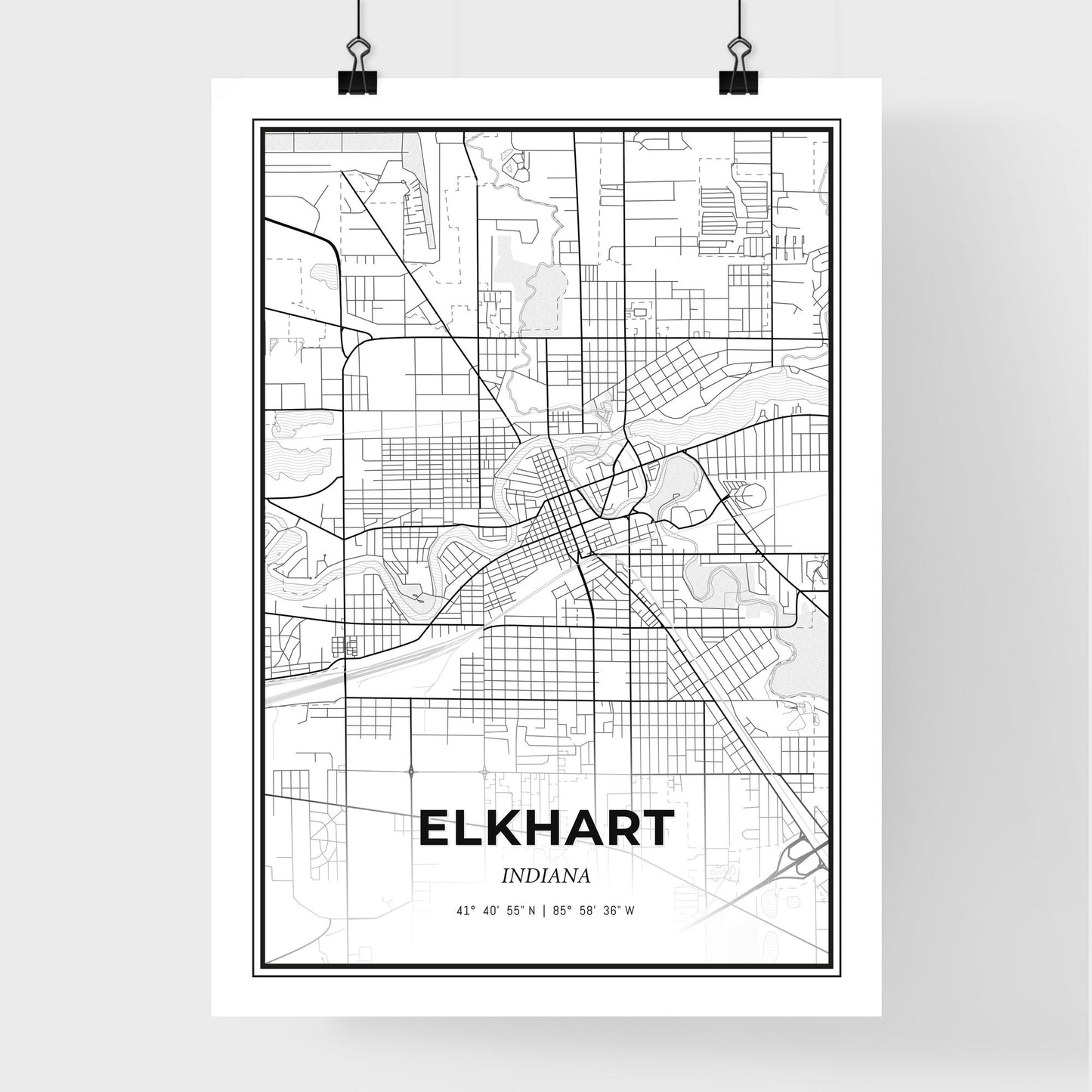 Elkhart Indiana - Premium City Map Poster