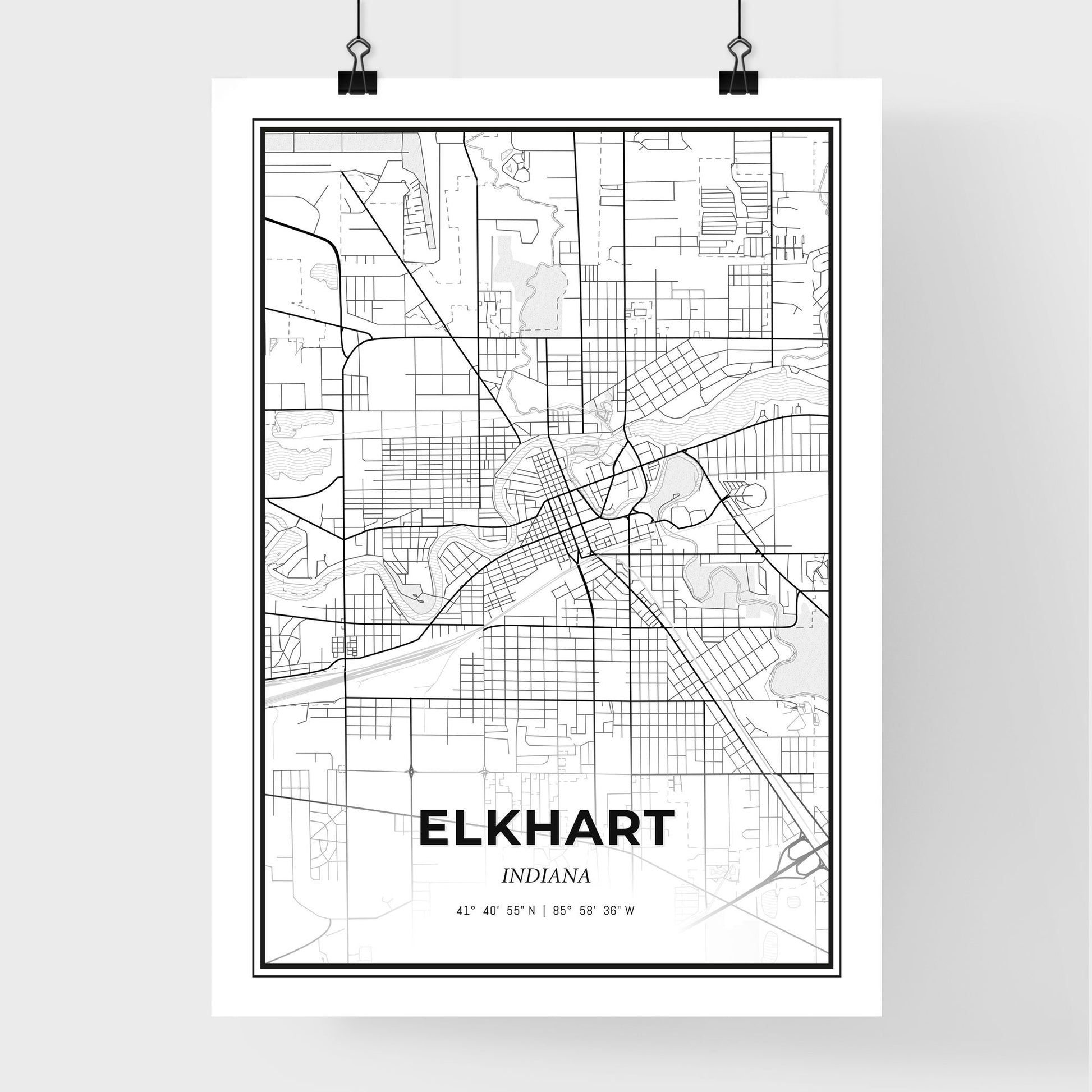 Elkhart Indiana - Premium City Map Poster