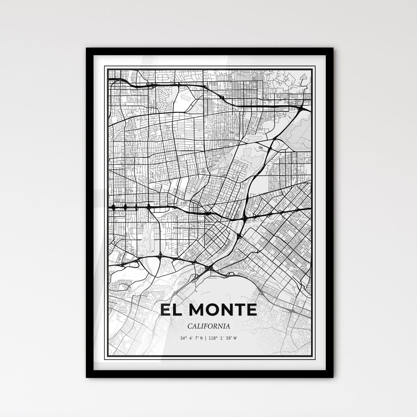 El Monte California - Scandinavian Style City Map for Modern Home Decor