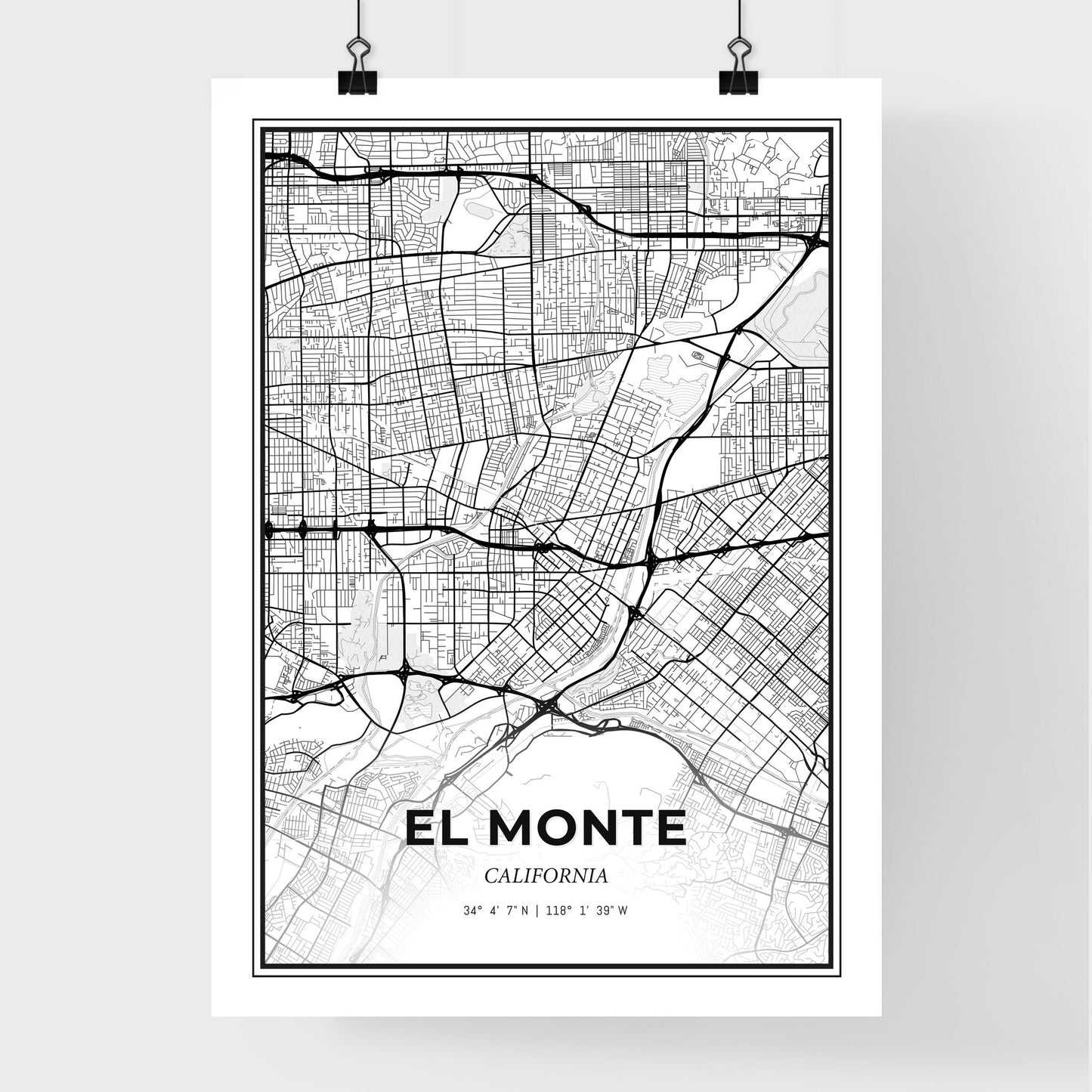 El Monte California - Premium City Map Poster