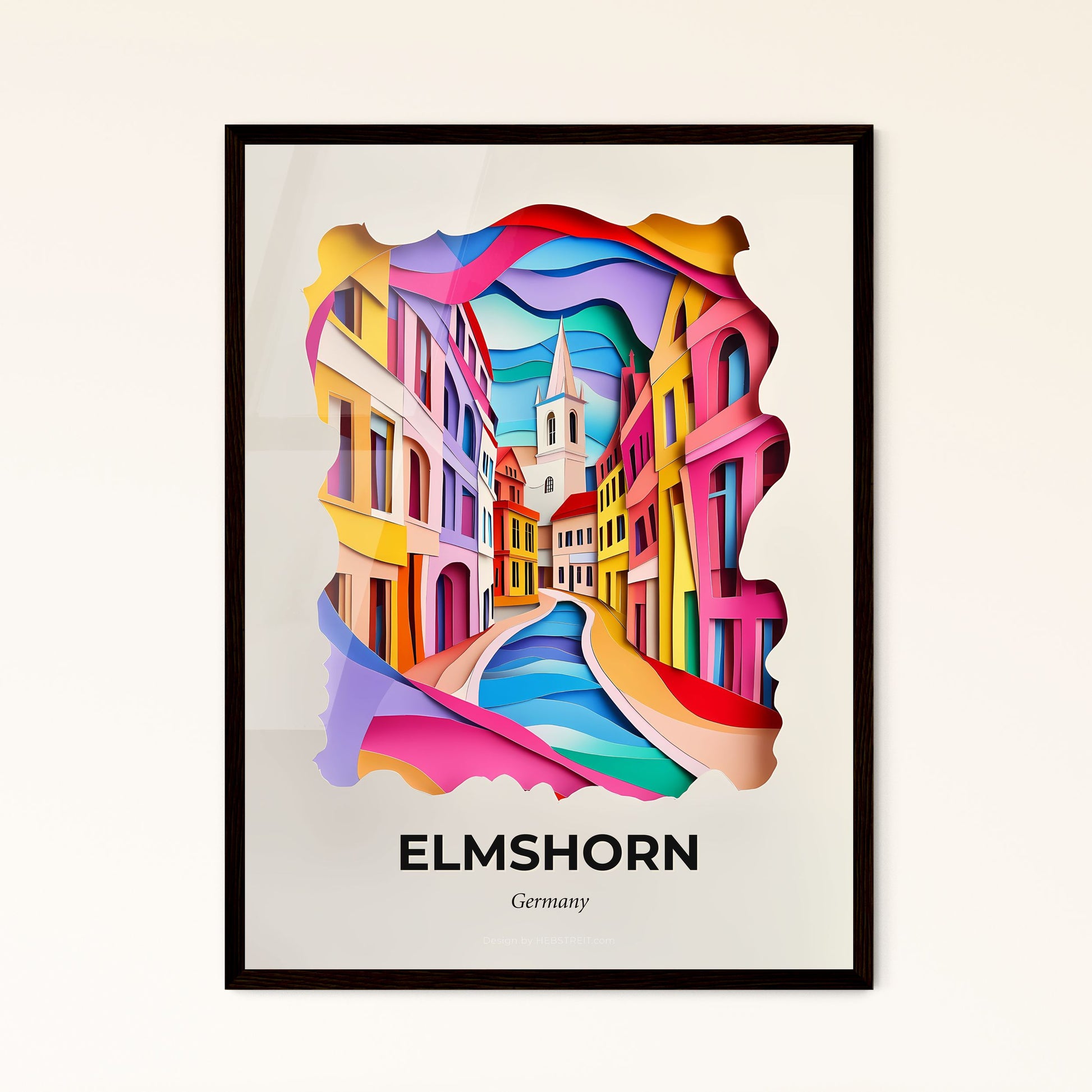 Vivid Elmshorn, Germany - a colorful city scene with a clock tower