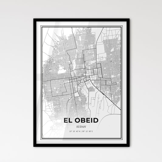 El Obeid Sudan - Scandinavian Style City Map for Modern Home Decor