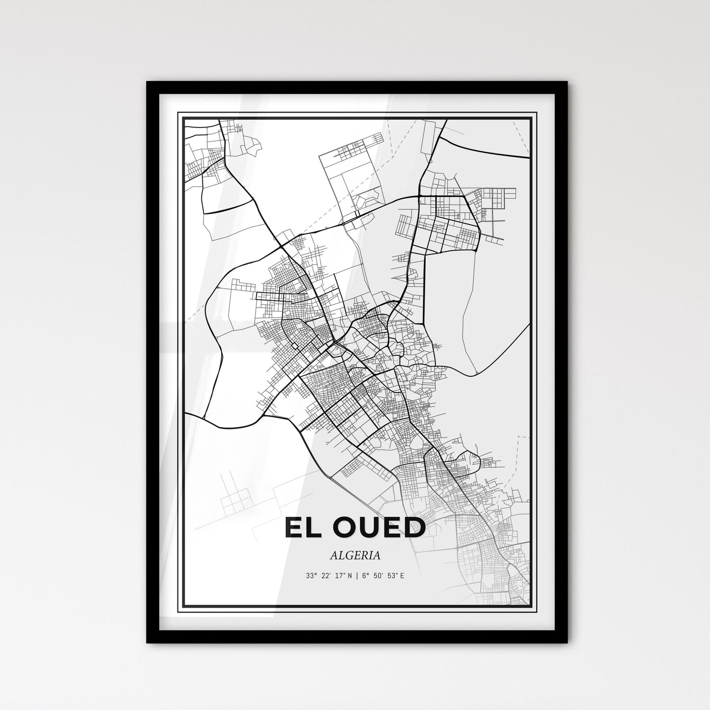 El Oued Algeria - Scandinavian Style City Map for Modern Home Decor