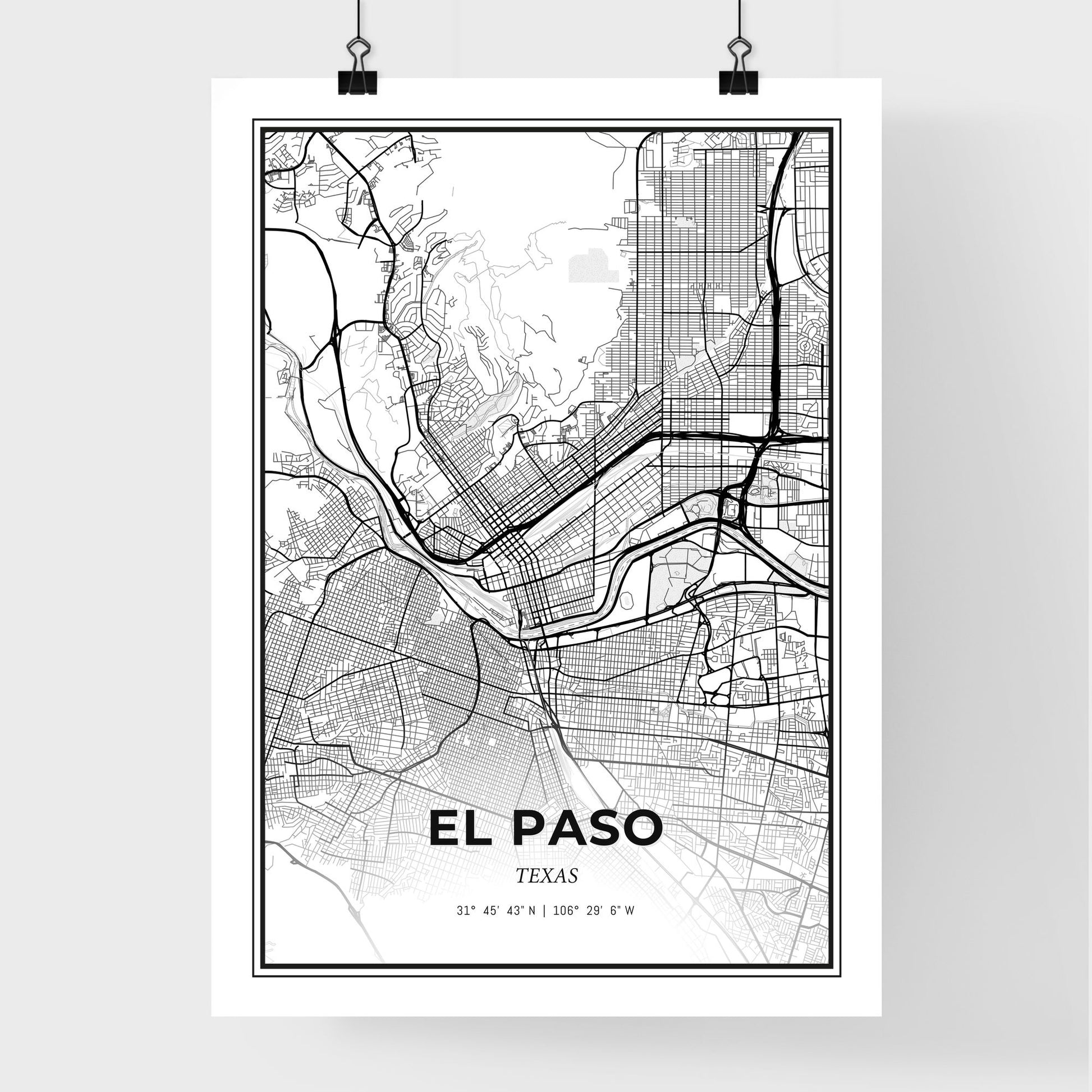 El Paso Texas - Premium City Map Poster