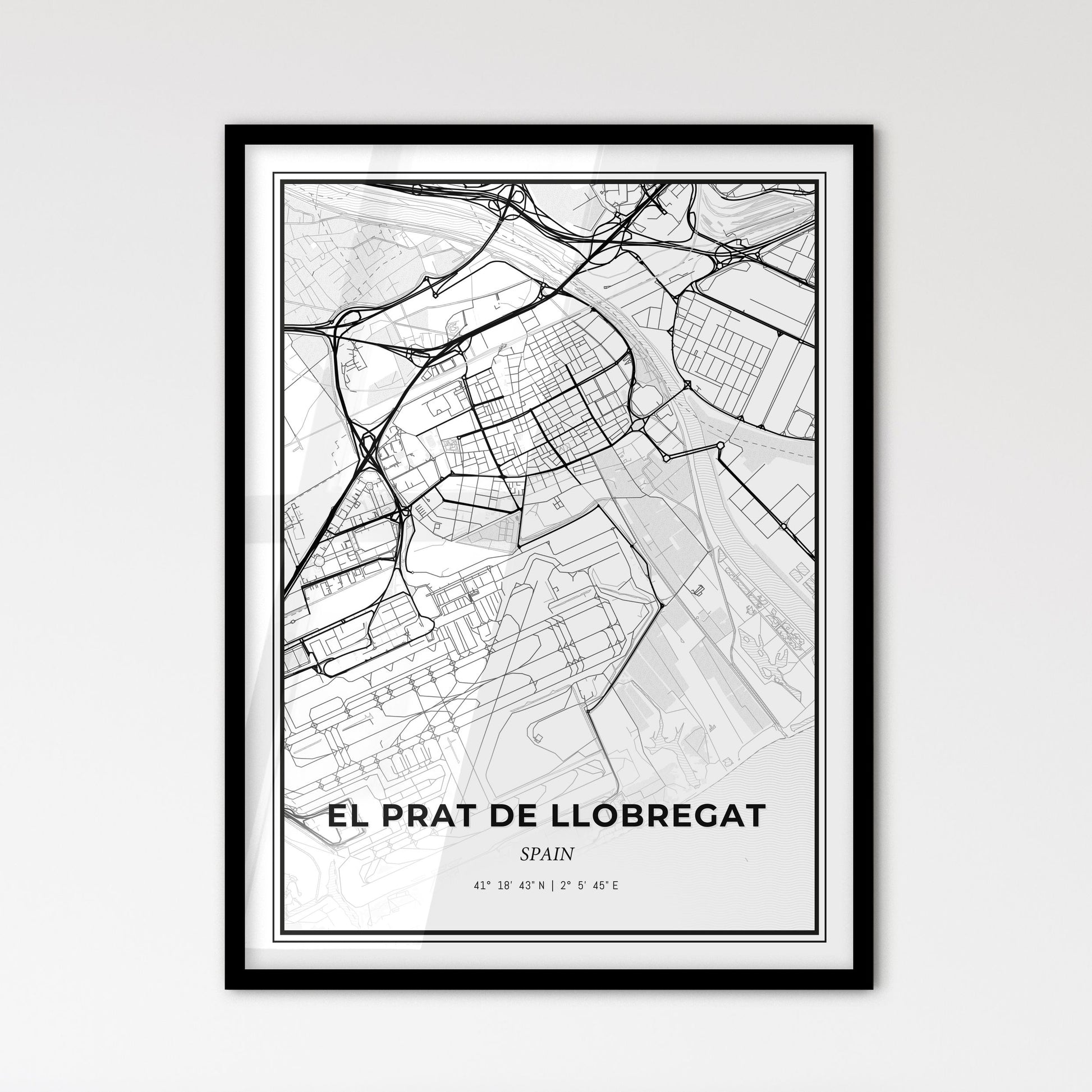 El Prat de Llobregat Spain - Scandinavian Style City Map for Modern Home Decor