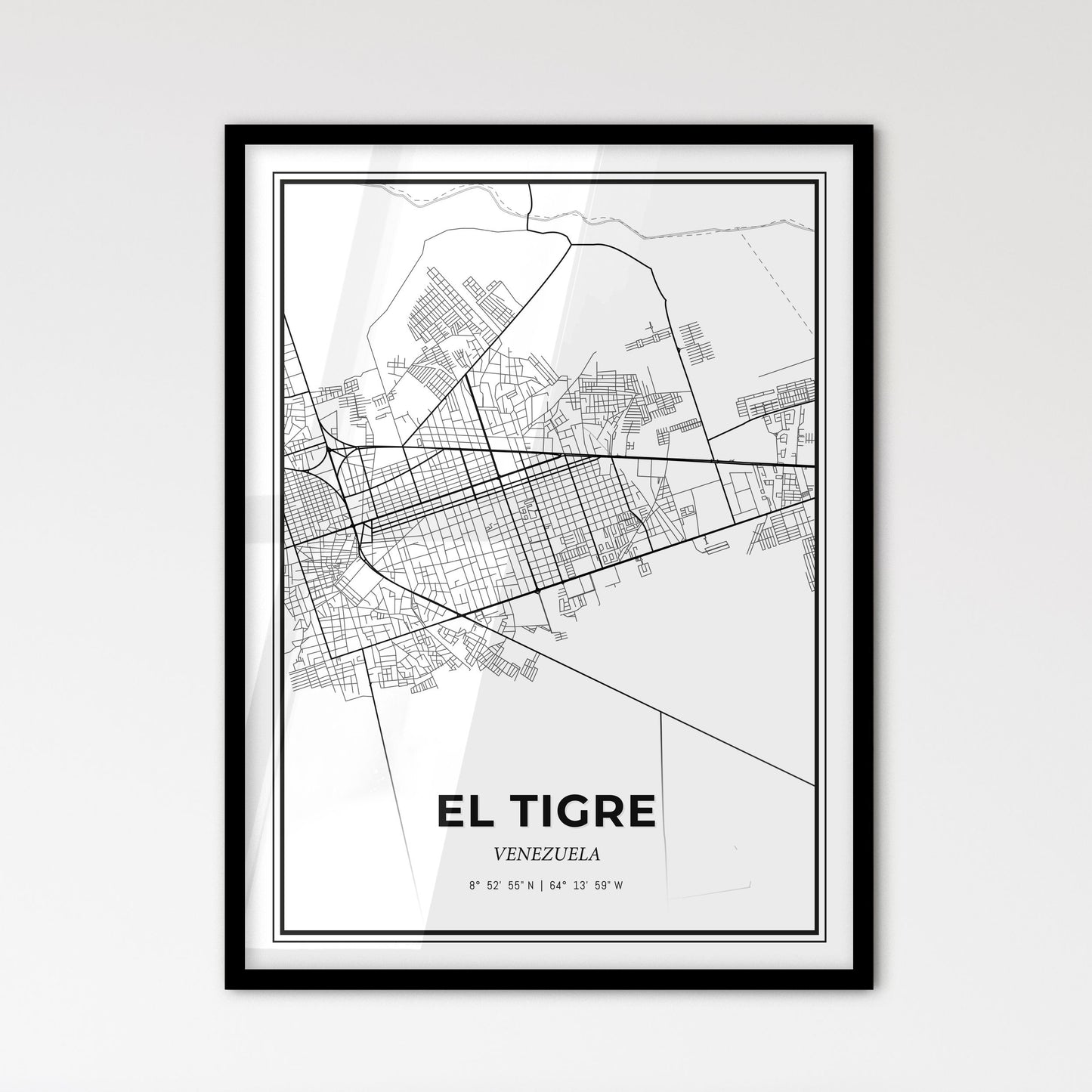 El Tigre Venezuela - Scandinavian Style City Map for Modern Home Decor