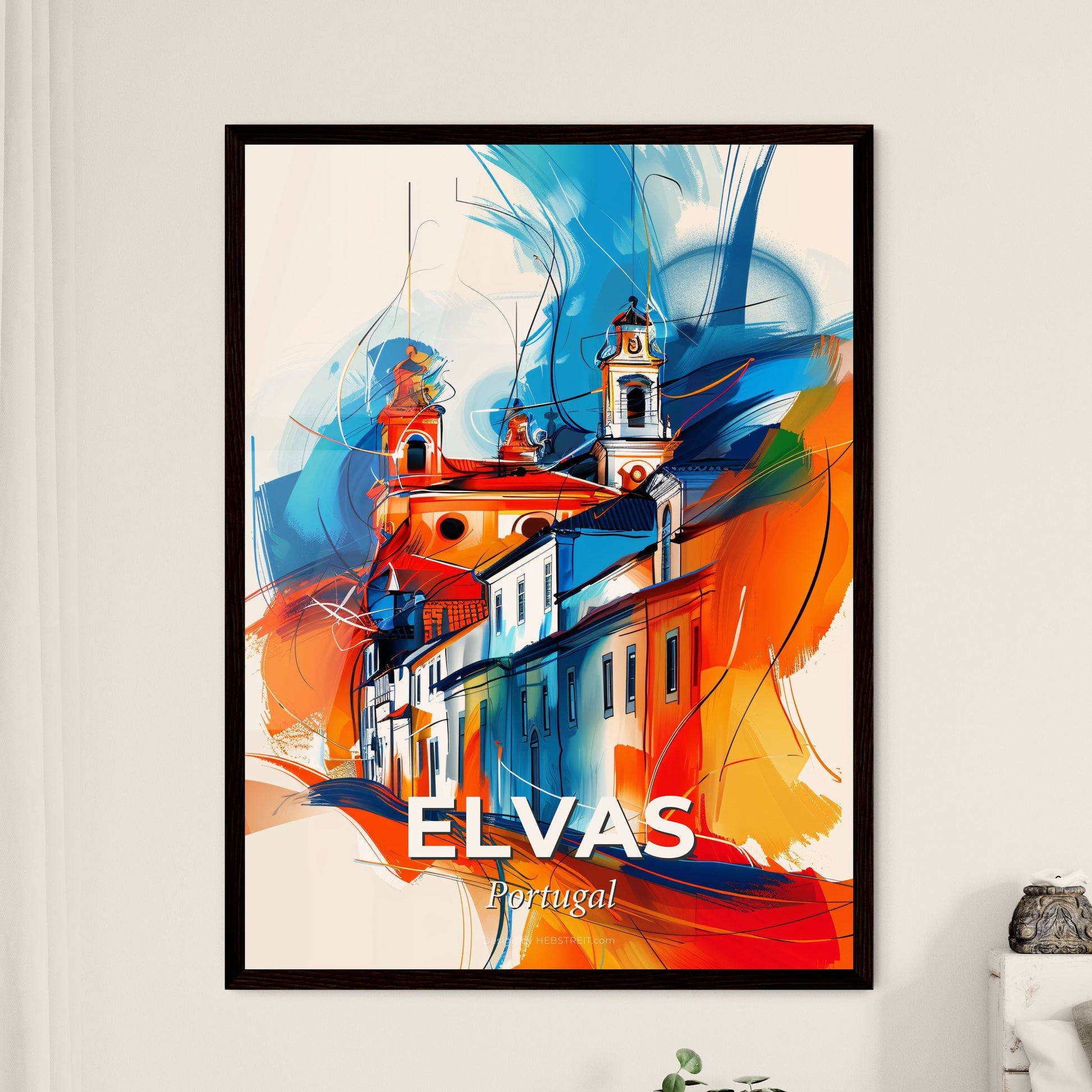 Vibrant Elvas, Portugal - A Painting Of A Building