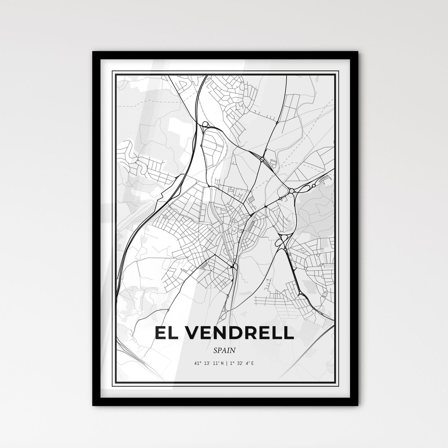 El Vendrell Spain - Scandinavian Style City Map for Modern Home Decor