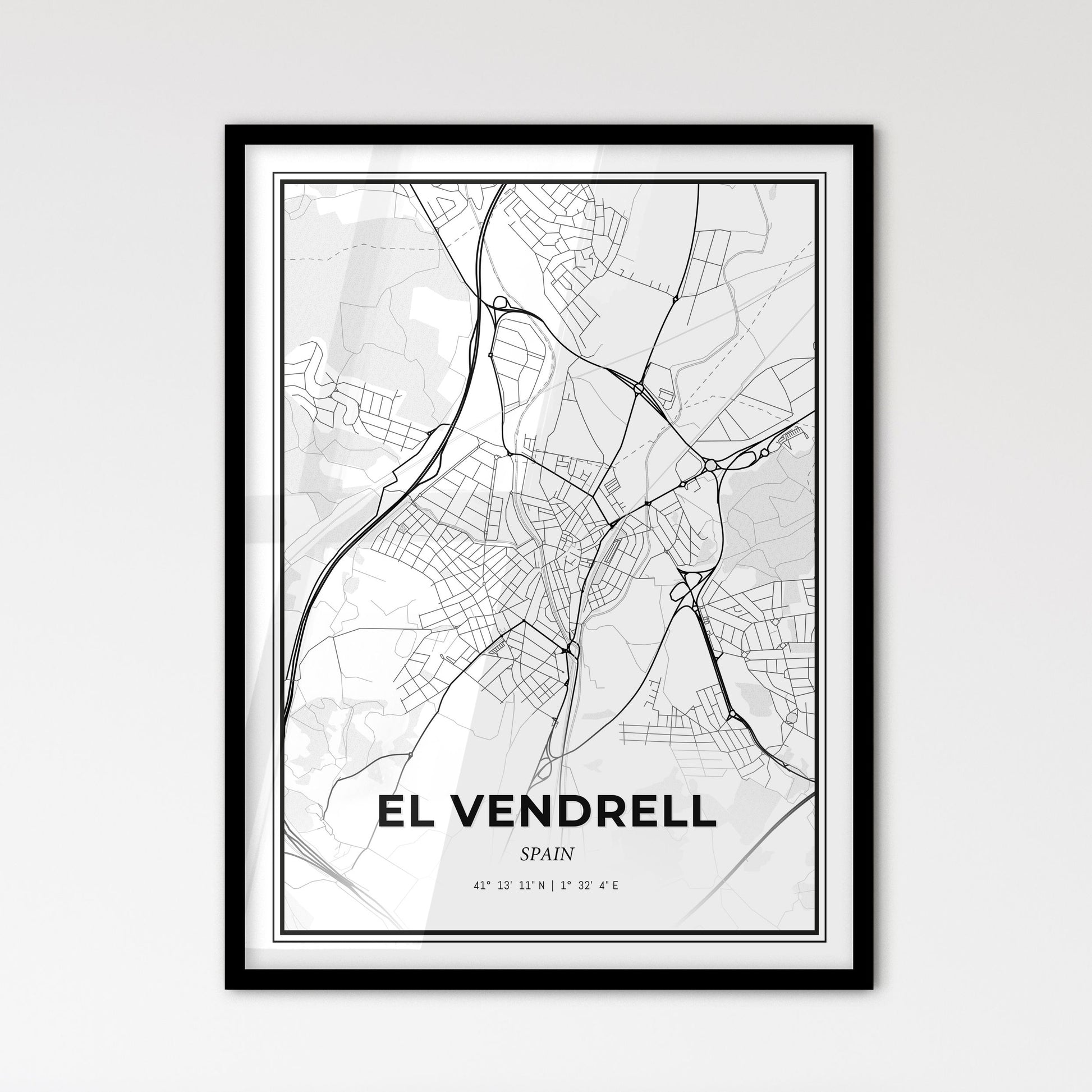 El Vendrell Spain - Scandinavian Style City Map for Modern Home Decor