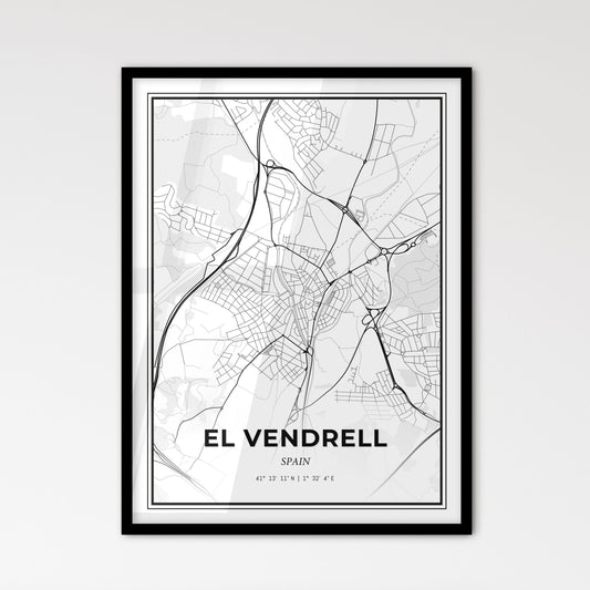 El Vendrell Spain - Scandinavian Style City Map for Modern Home Decor