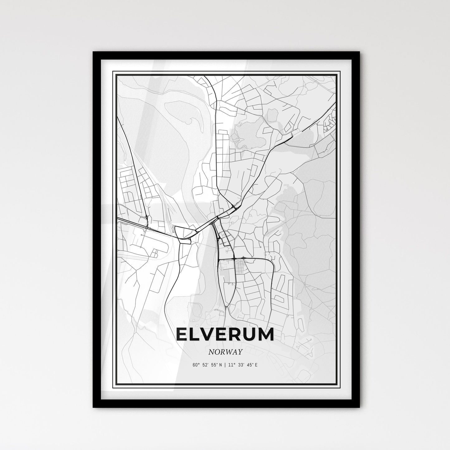 Elverum Norway - Scandinavian Style City Map for Modern Home Decor