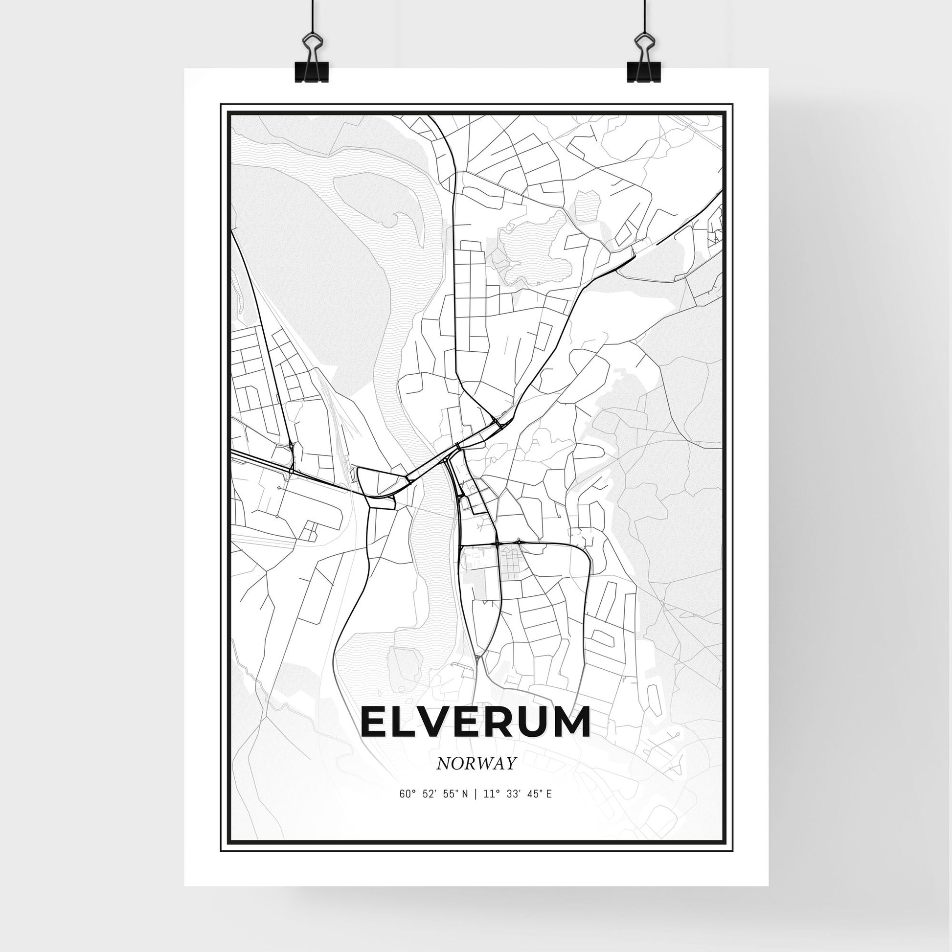 Elverum Norway - Premium City Map Poster