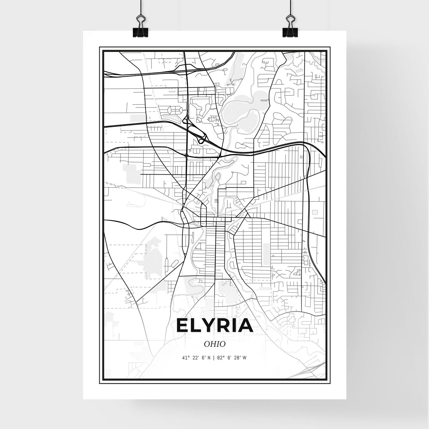 Elyria Ohio - Premium City Map Poster