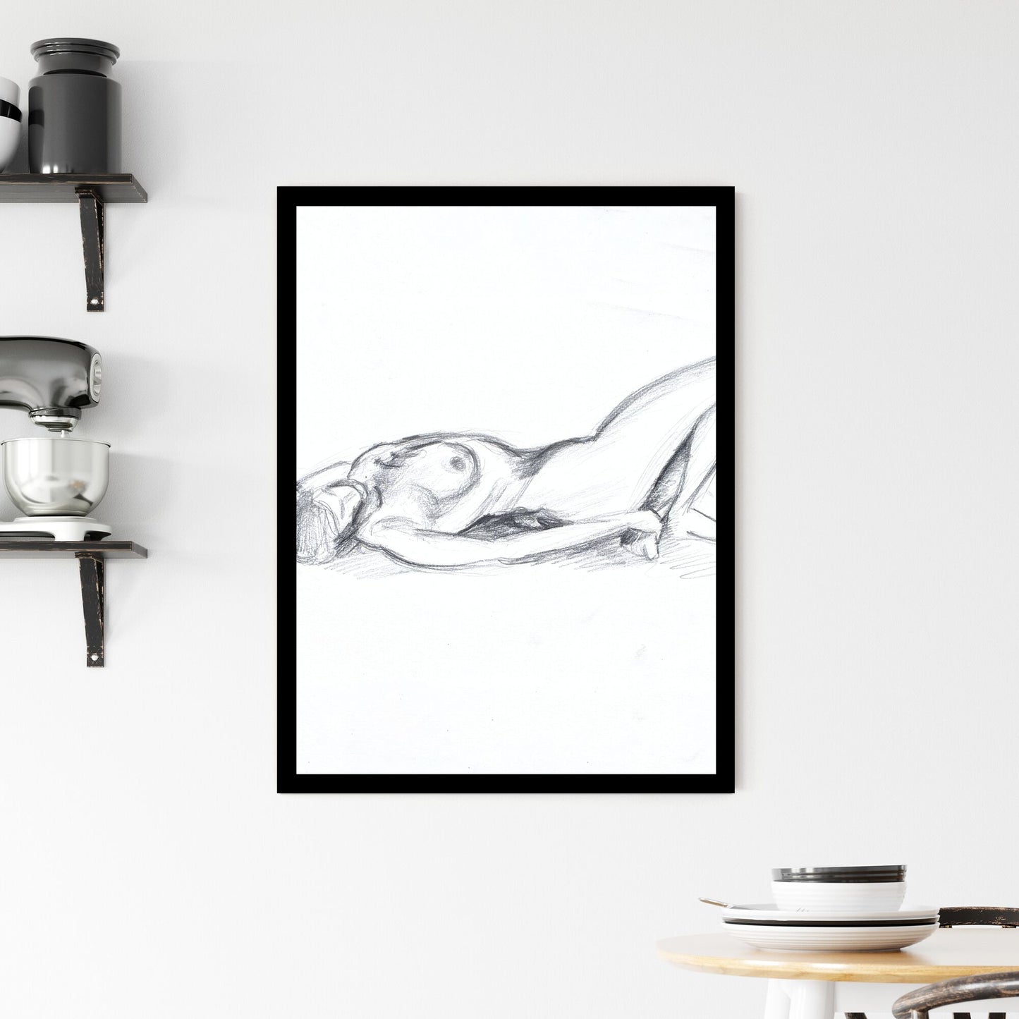 Embodying Solitude: The Whisper of Lines and Shadows Unveiled Framed Print