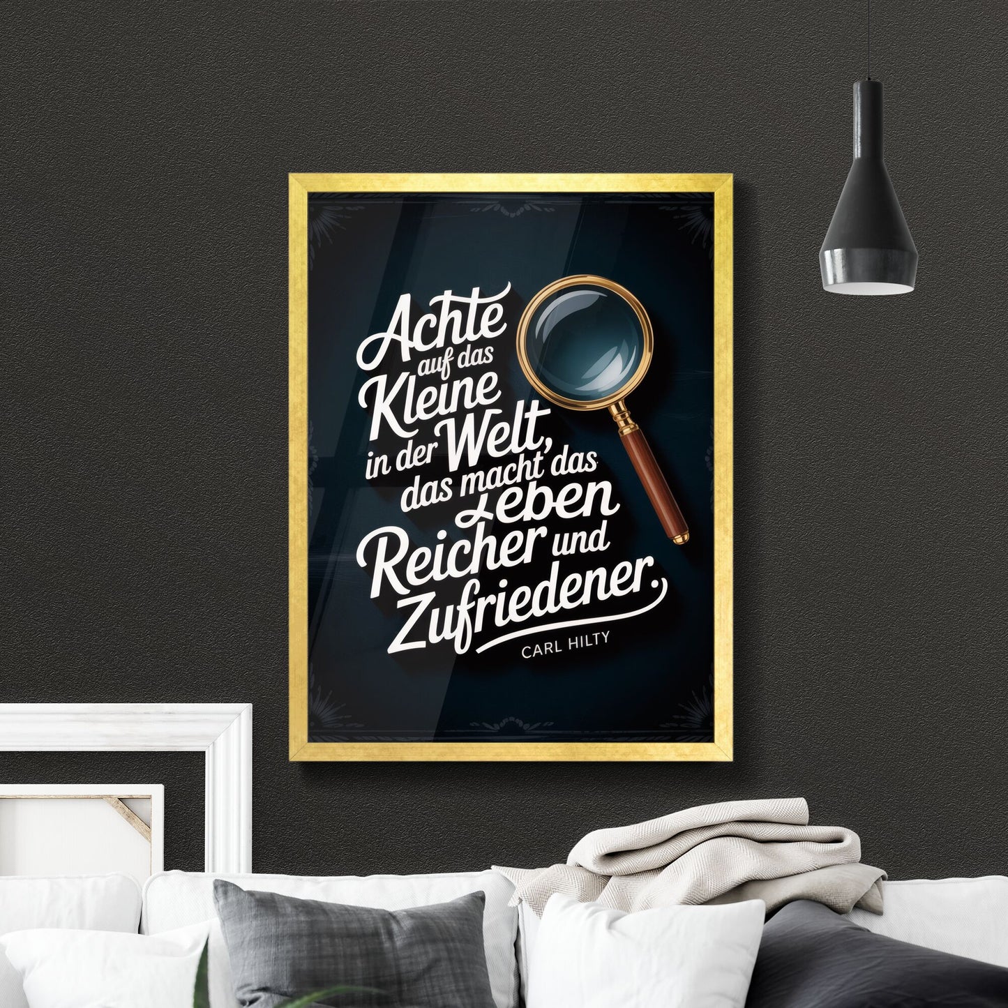 Embrace Life's Little Joys: A Quote by Carl Hilty with a Magnifying Glass Design