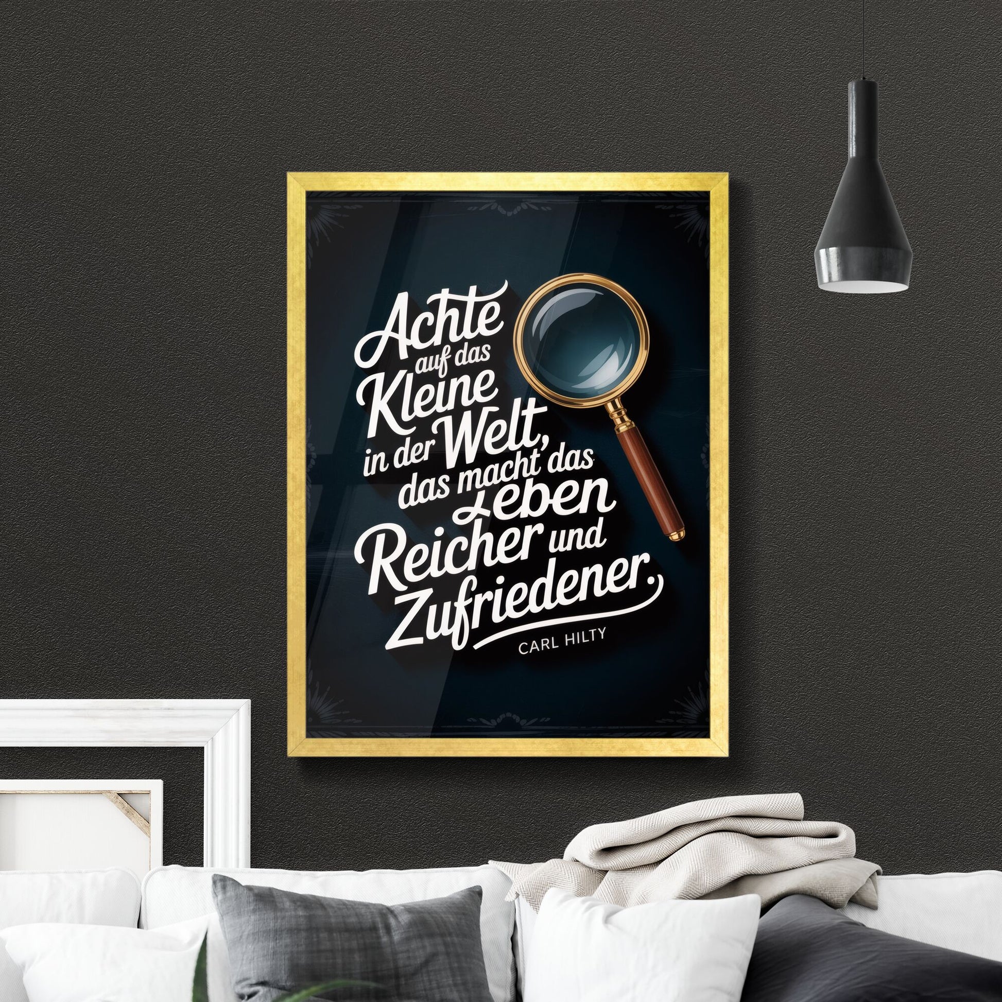Embrace Life's Little Joys: A Quote by Carl Hilty with a Magnifying Glass Design
