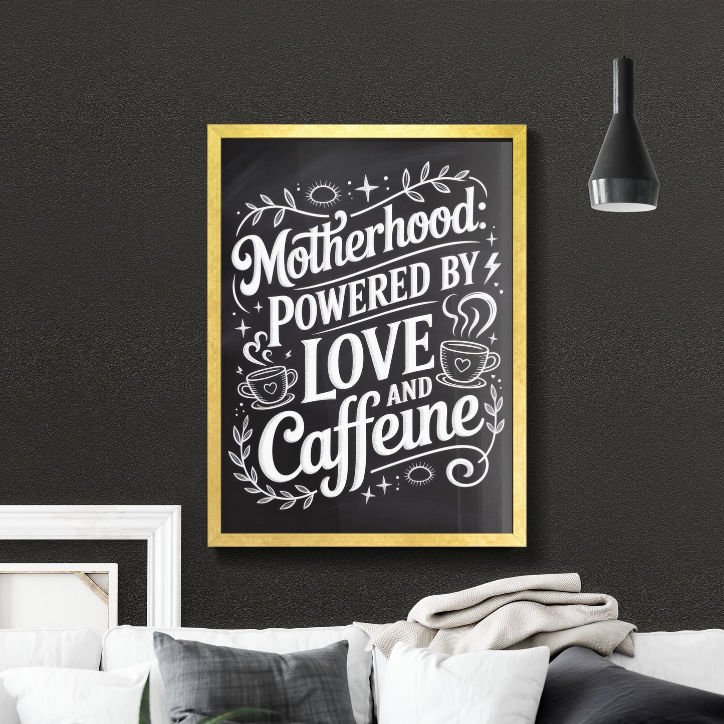 Embrace the Joy of Motherhood Fueled by Love and Caffeine – A Heartwarming Inspirational Design.