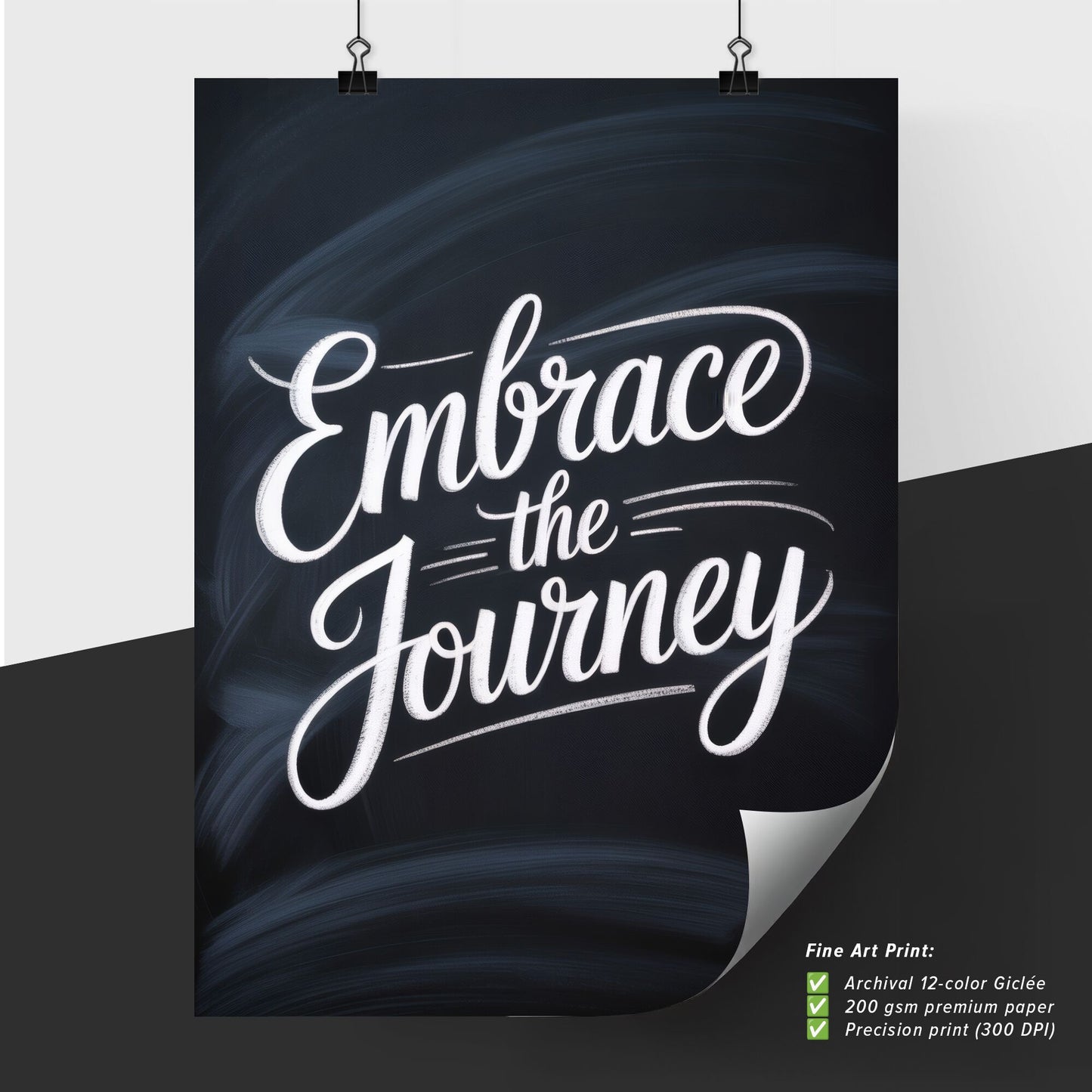 Embrace the Journey: Inspirational Hand-Lettered Typography on a Chalkboard Background for Motivational Themes.