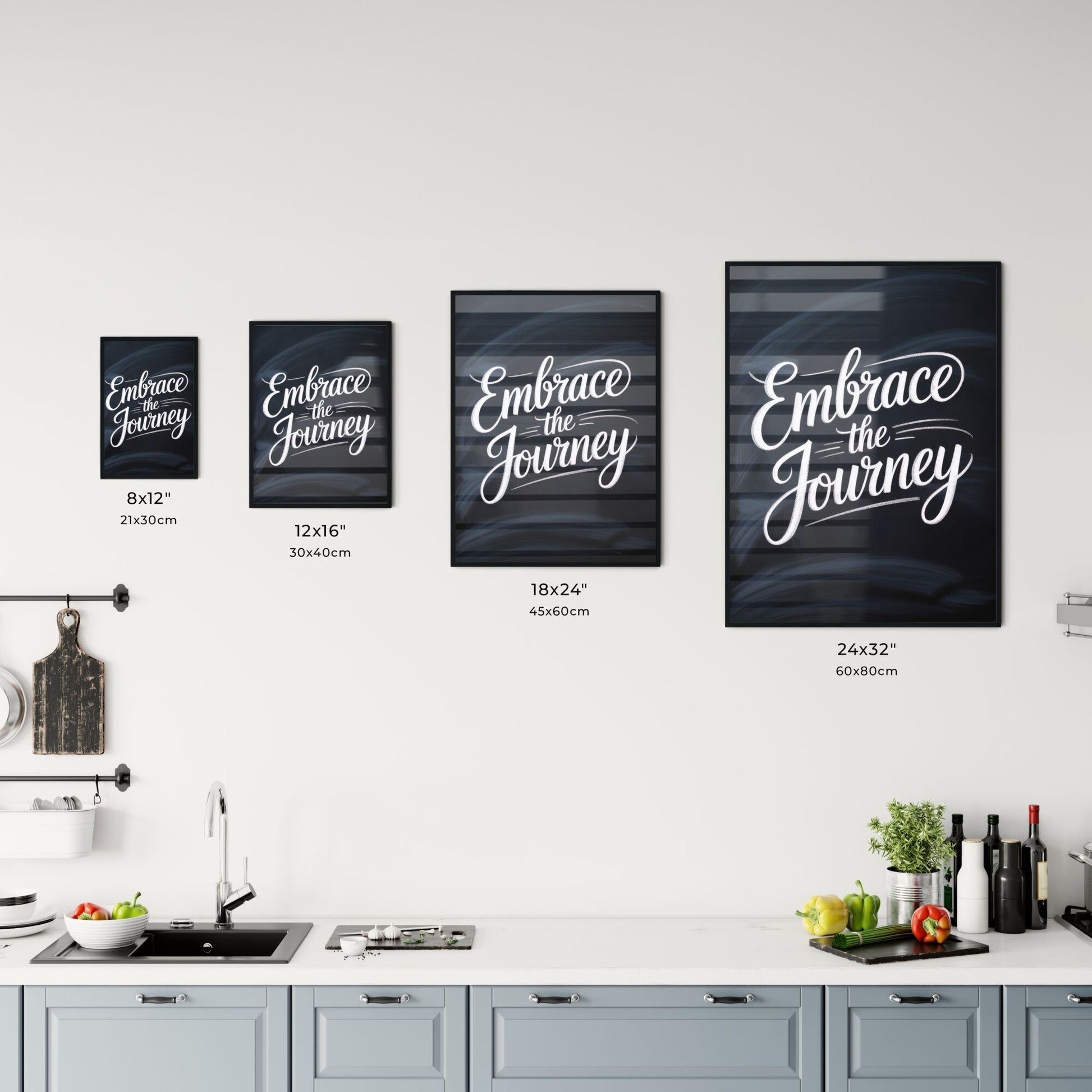 Embrace the Journey: Inspirational Hand-Lettered Typography on a Chalkboard Background for Motivational Themes. Chart