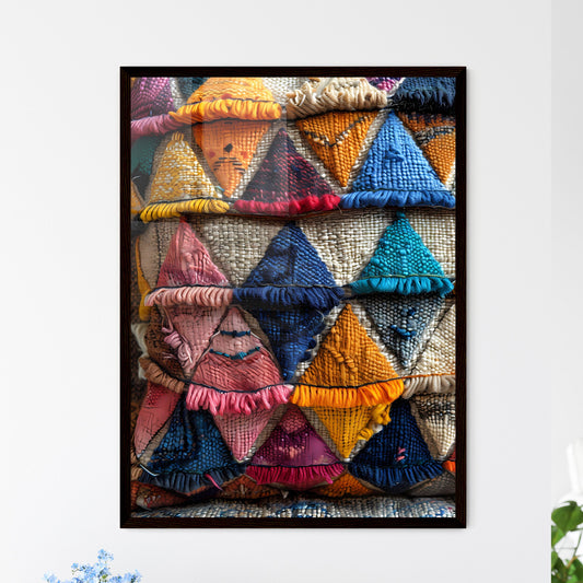 Embroidery pattern featuring colorful - Framed Art Print
