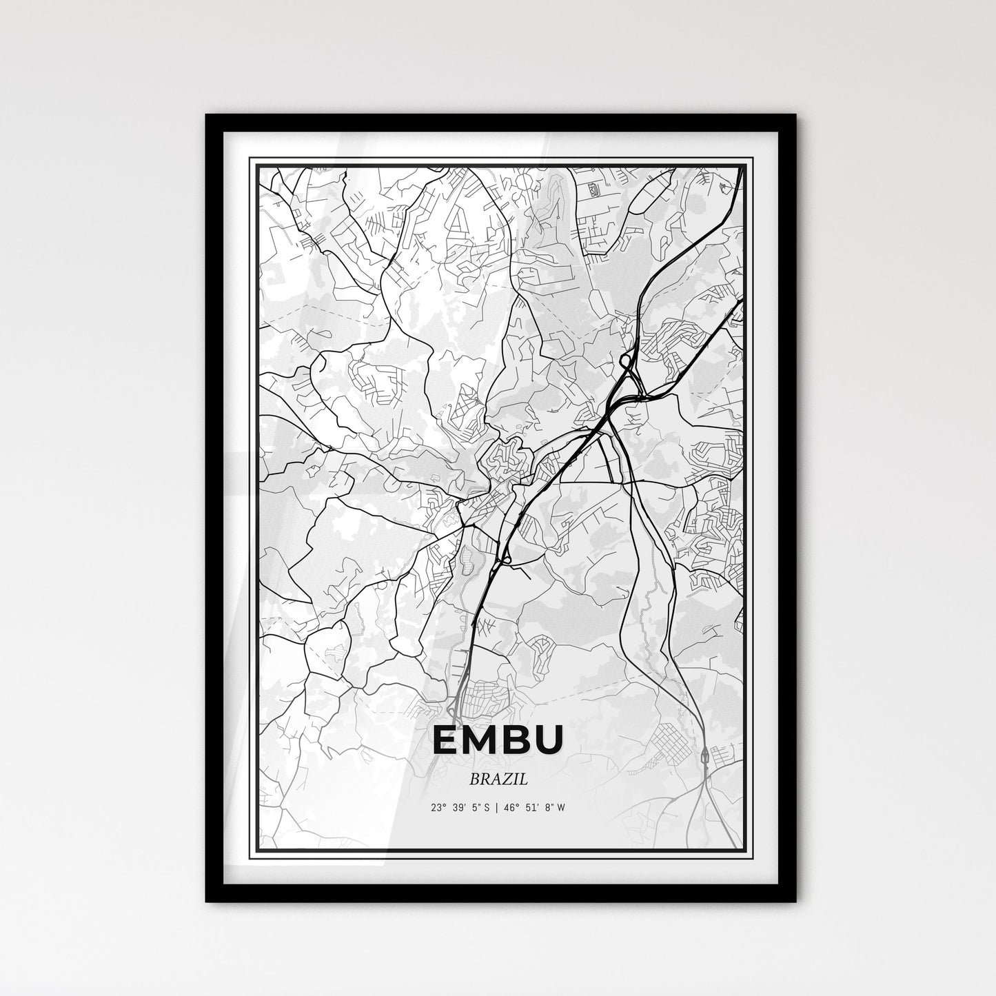 Embu Brazil - Scandinavian Style City Map for Modern Home Decor