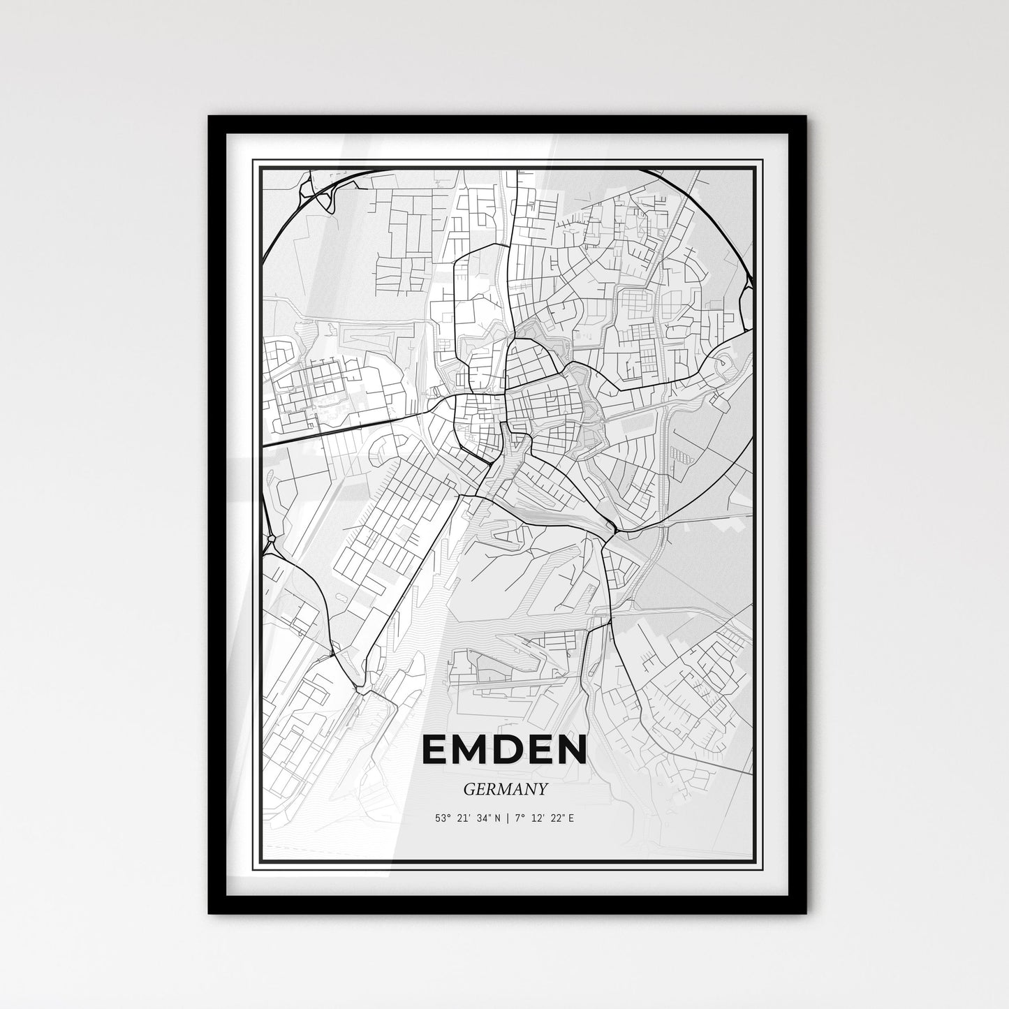 Emden Germany - Scandinavian Style City Map for Modern Home Decor