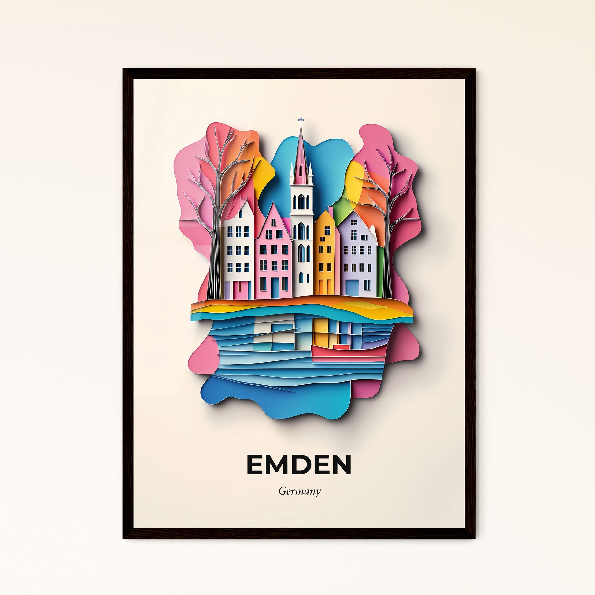 Vivid Emden, Germany - a paper cut of a city with a river