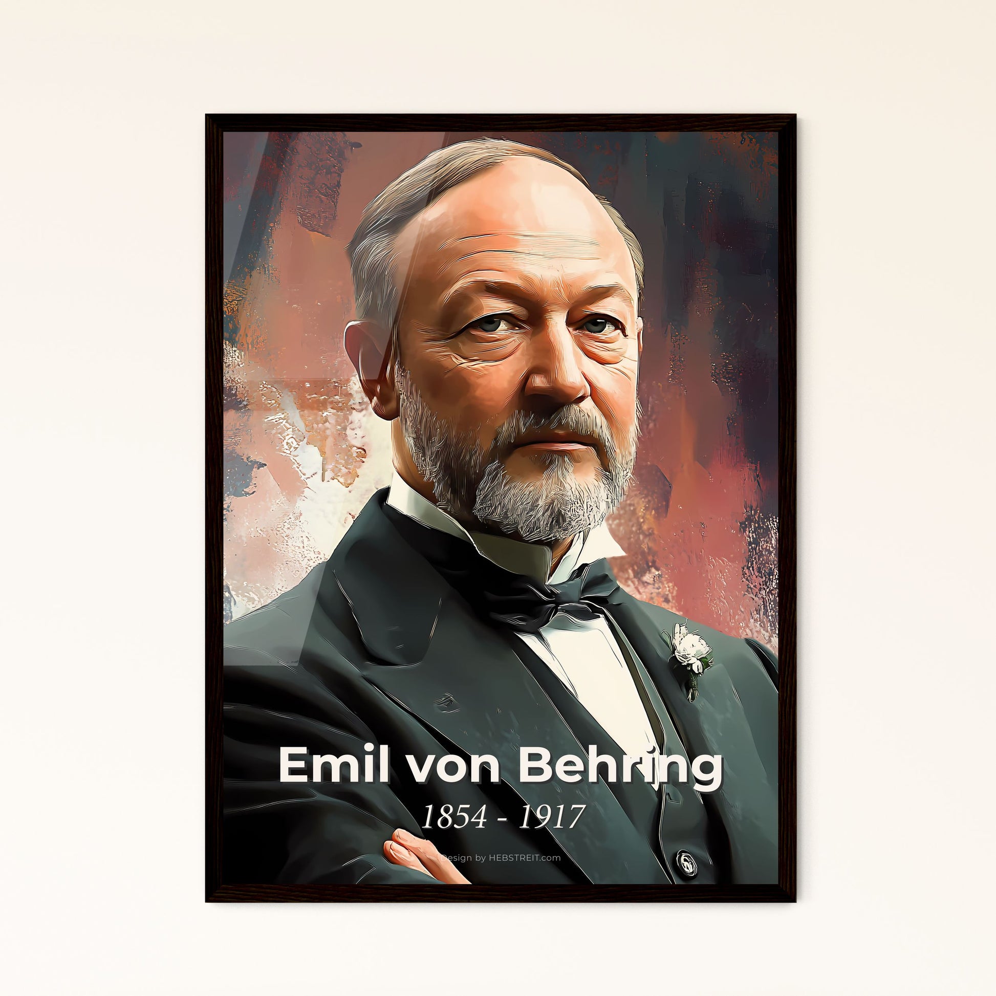 Portrait of Emil von Behring, 1854 - 1917. Impressionistic painting of a man in a suit.