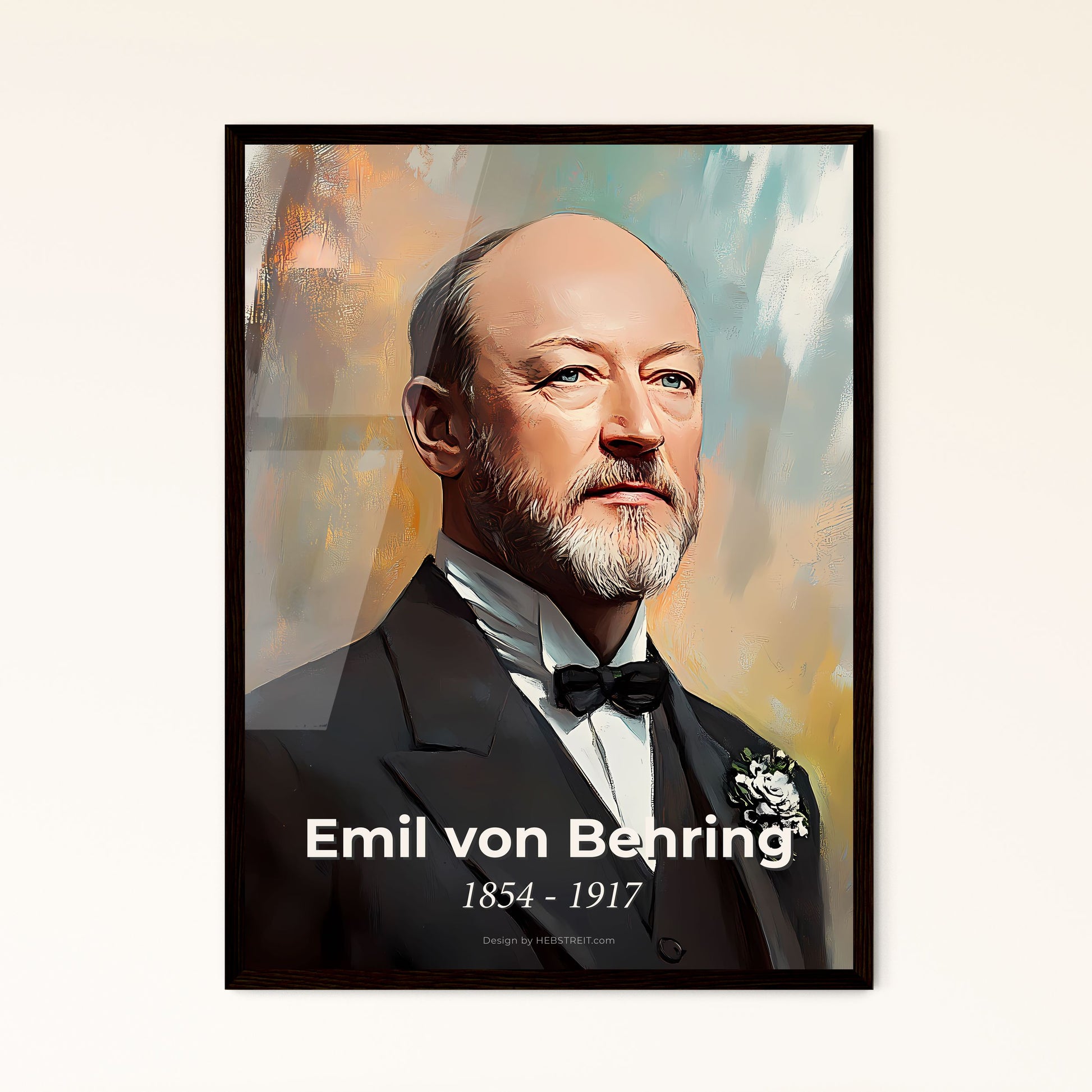 Portrait of Emil von Behring, 1854 - 1917. Impressionistic painting of a man in a suit.