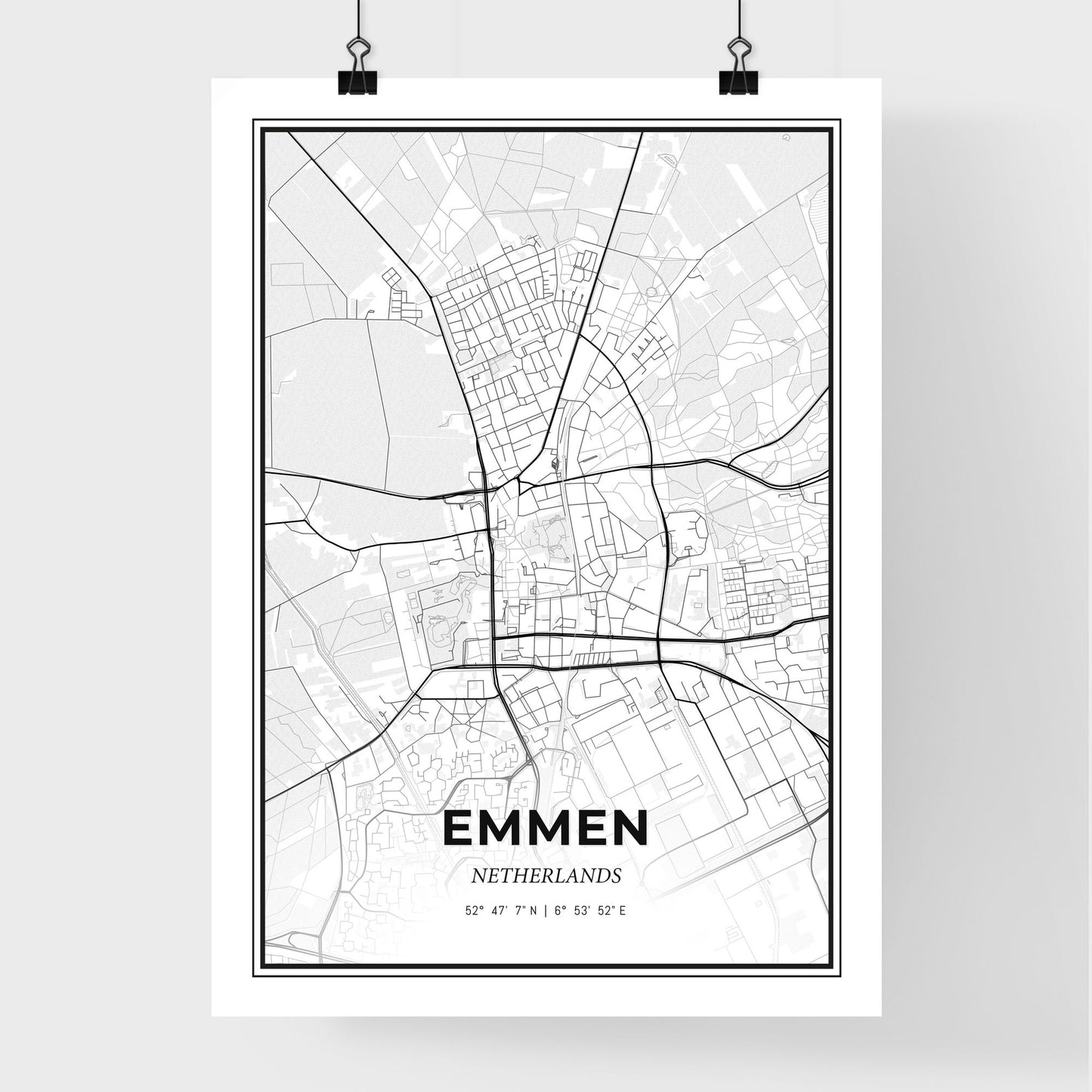  Emmen Netherlands - Premium City Map Poster