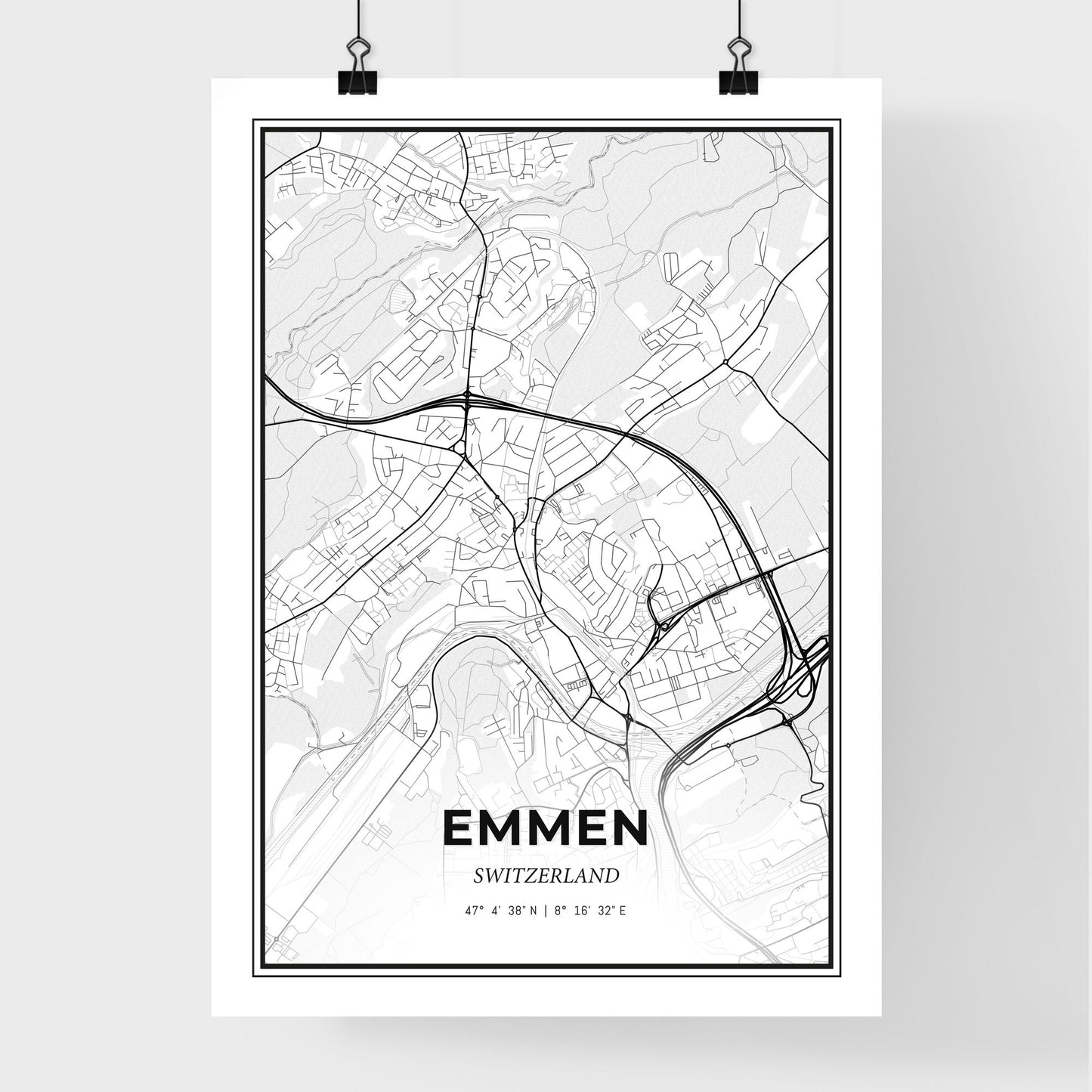 Emmen Switzerland - Premium City Map Poster