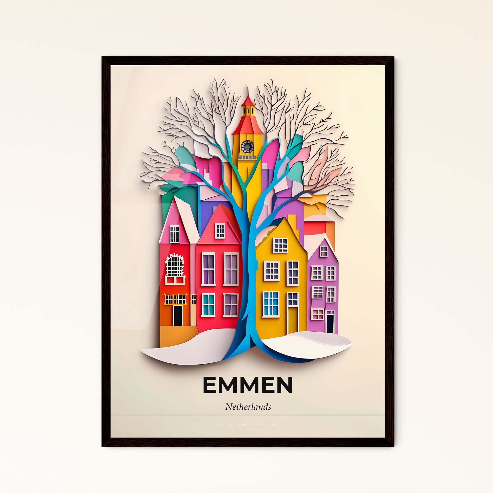 Vivid Emmen, Netherlands - a paper cut of a tree with a clock tower